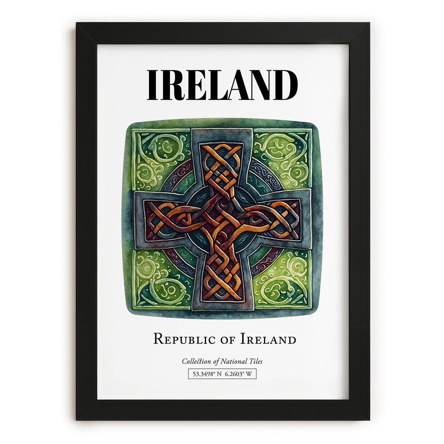 Ireland, Ireland – Travel Poster, in sleek black frame