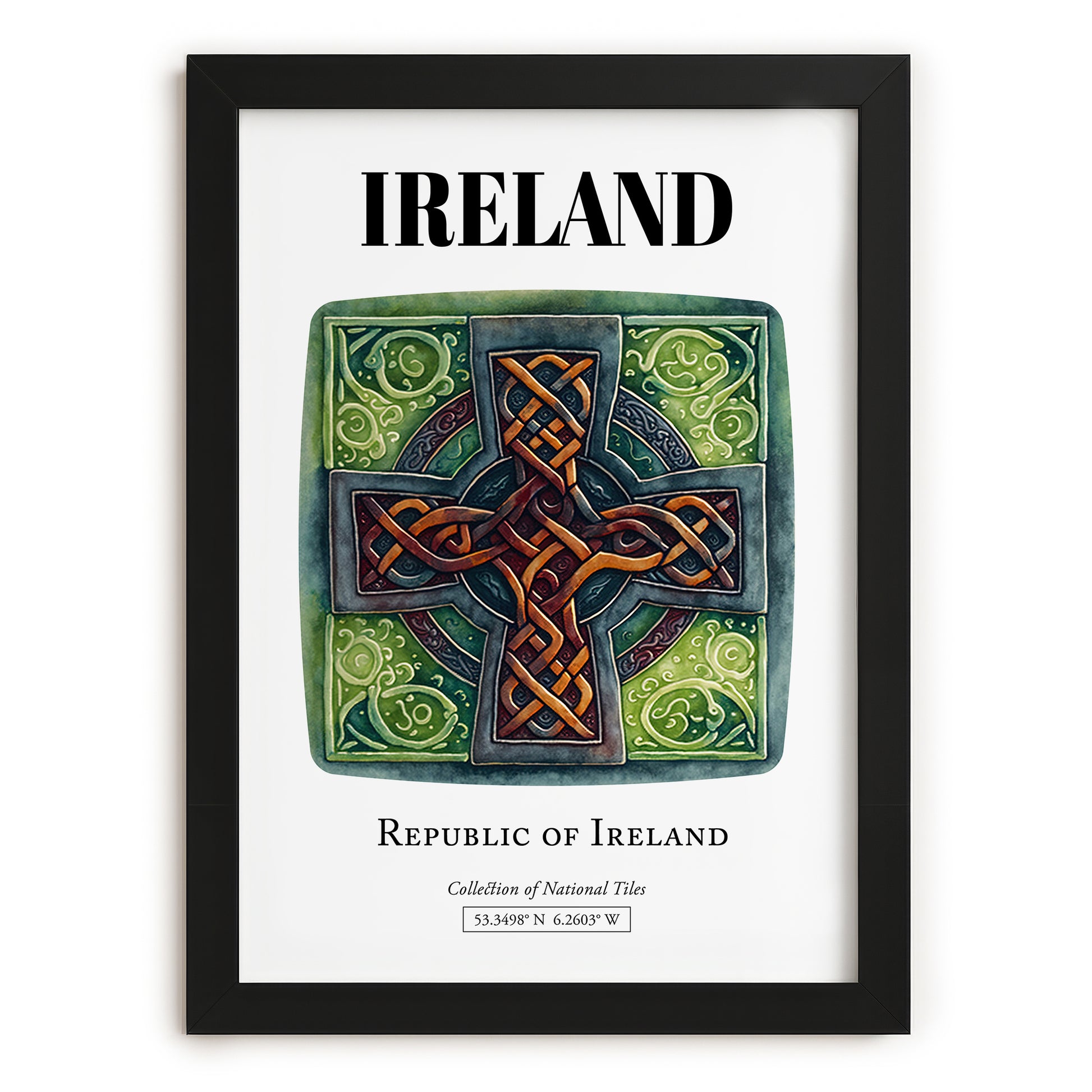 Ireland, Ireland – Travel Poster, in sleek black frame