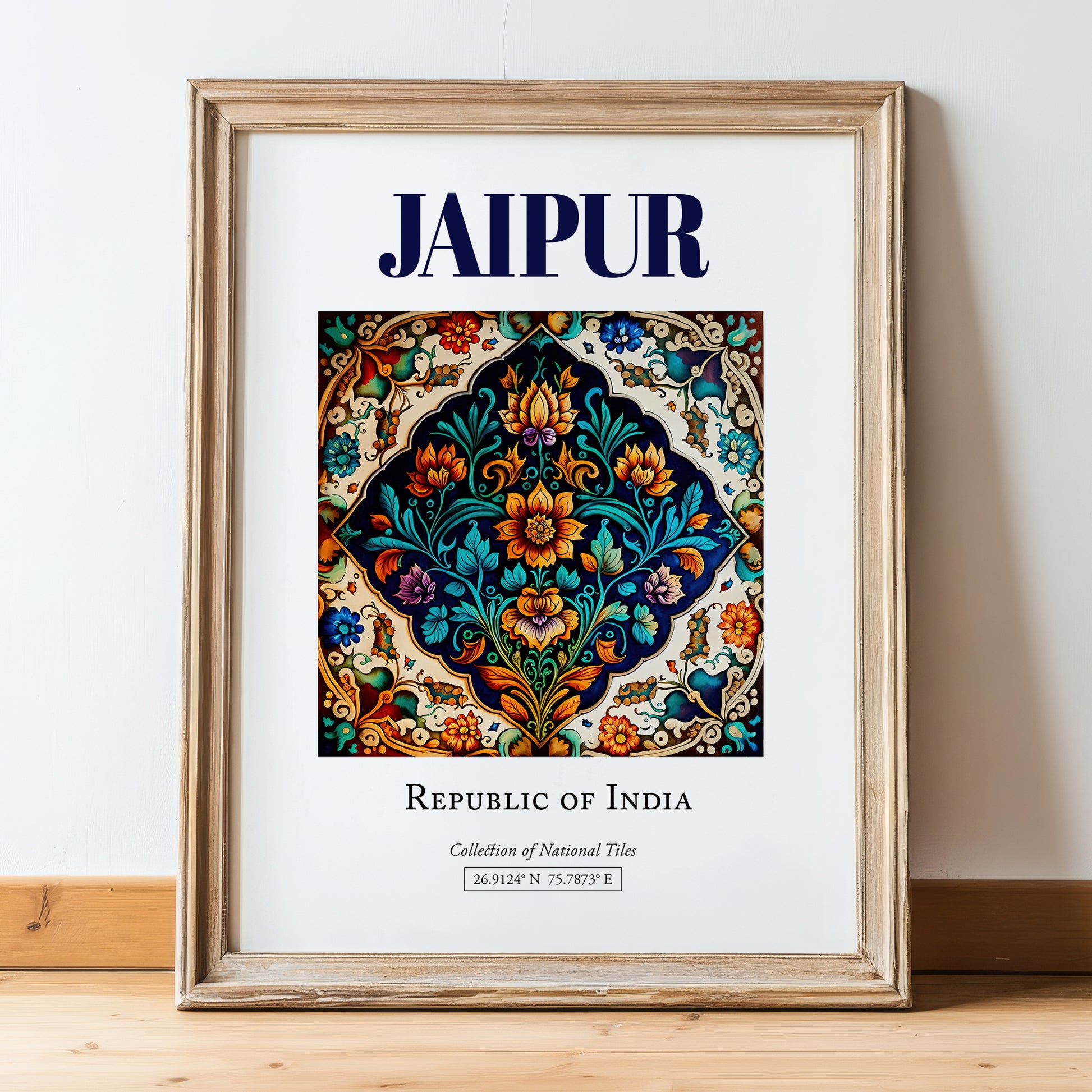 Jaipur, India – Country Culture Poster, in wooden frame leaning on the floor