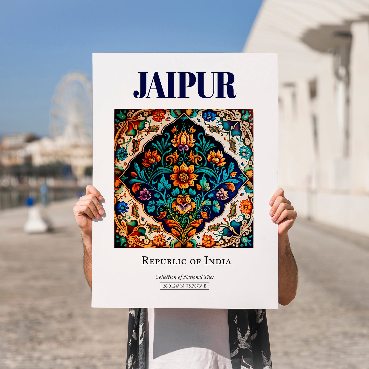 Jaipur, India – Country Culture Poster, no-text version framed in wood