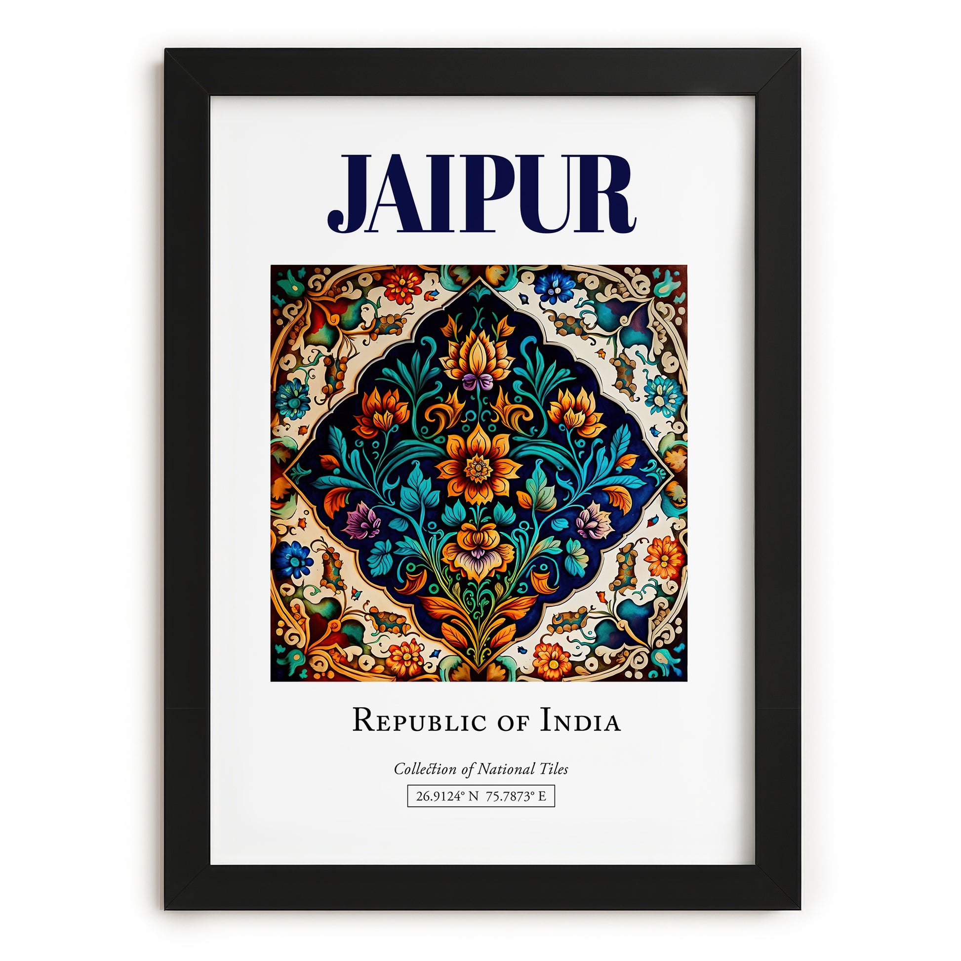 Jaipur, India – Country Culture Poster, in sleek black frame