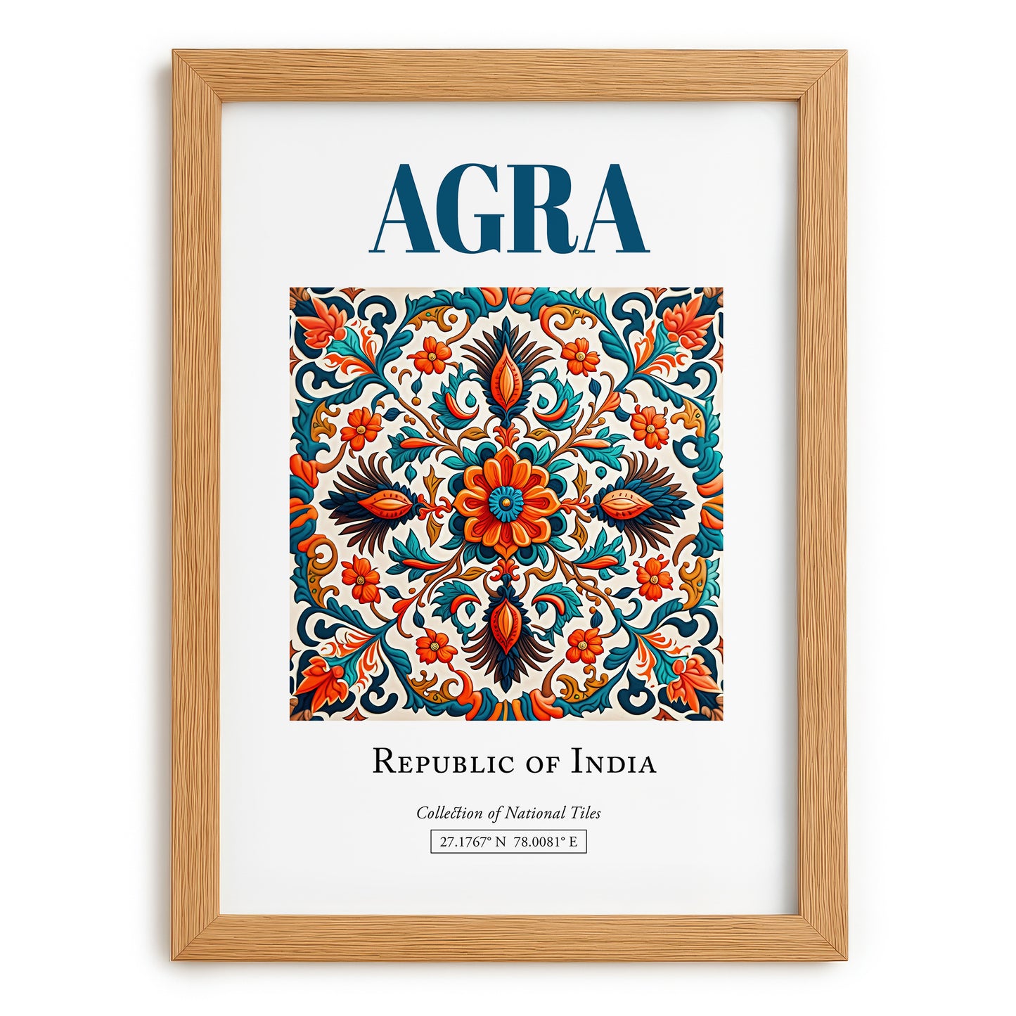 Agra, India – Travel Print, set in oak frame