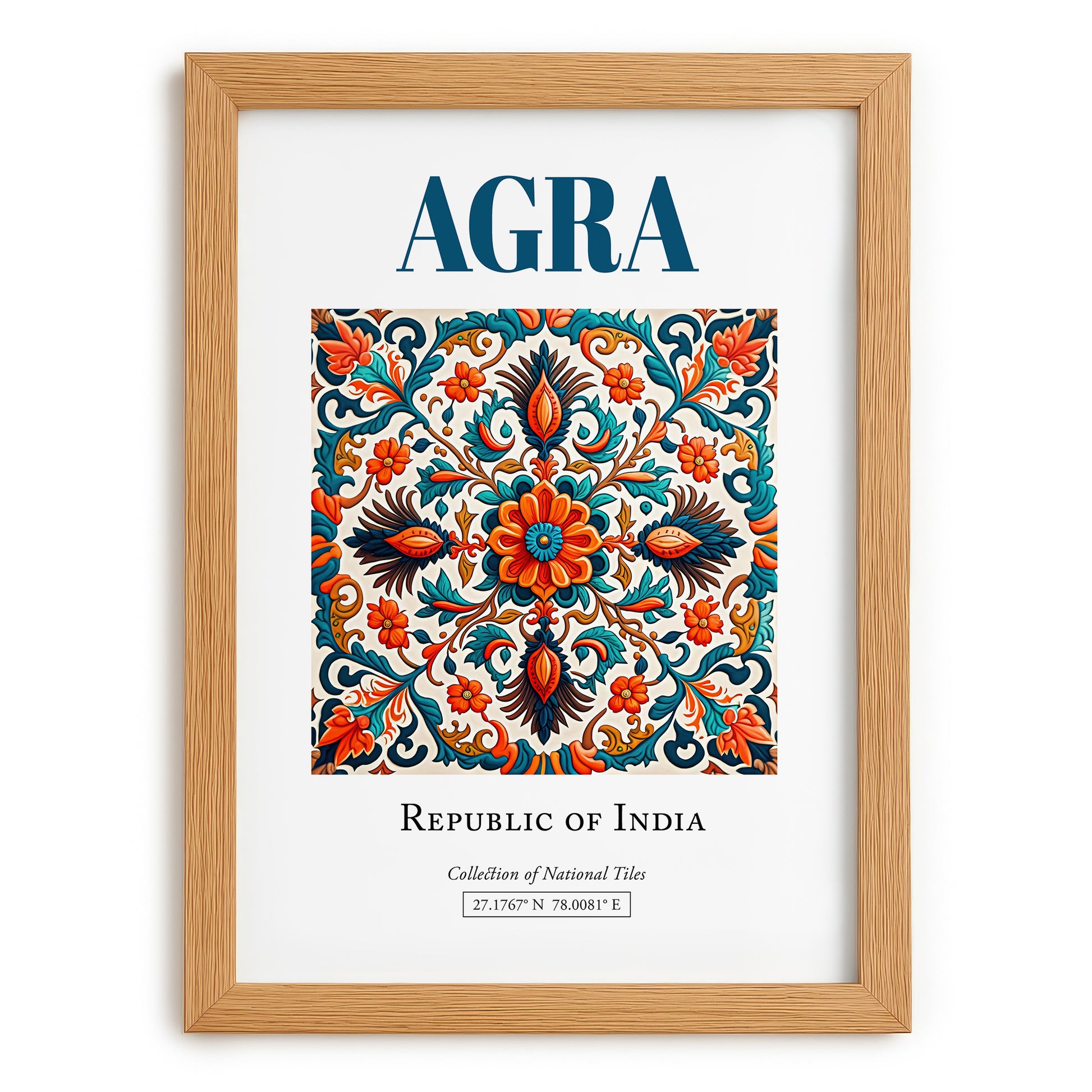 Agra, India – Travel Print, set in oak frame