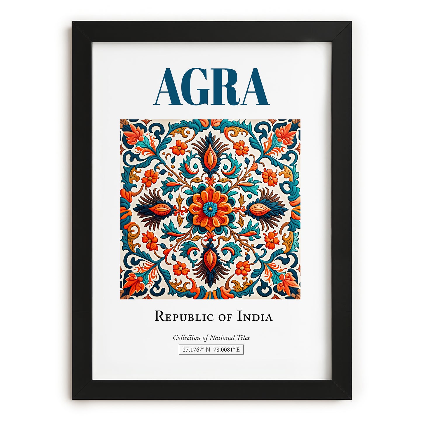 Agra, India – Travel Print, in sleek black frame