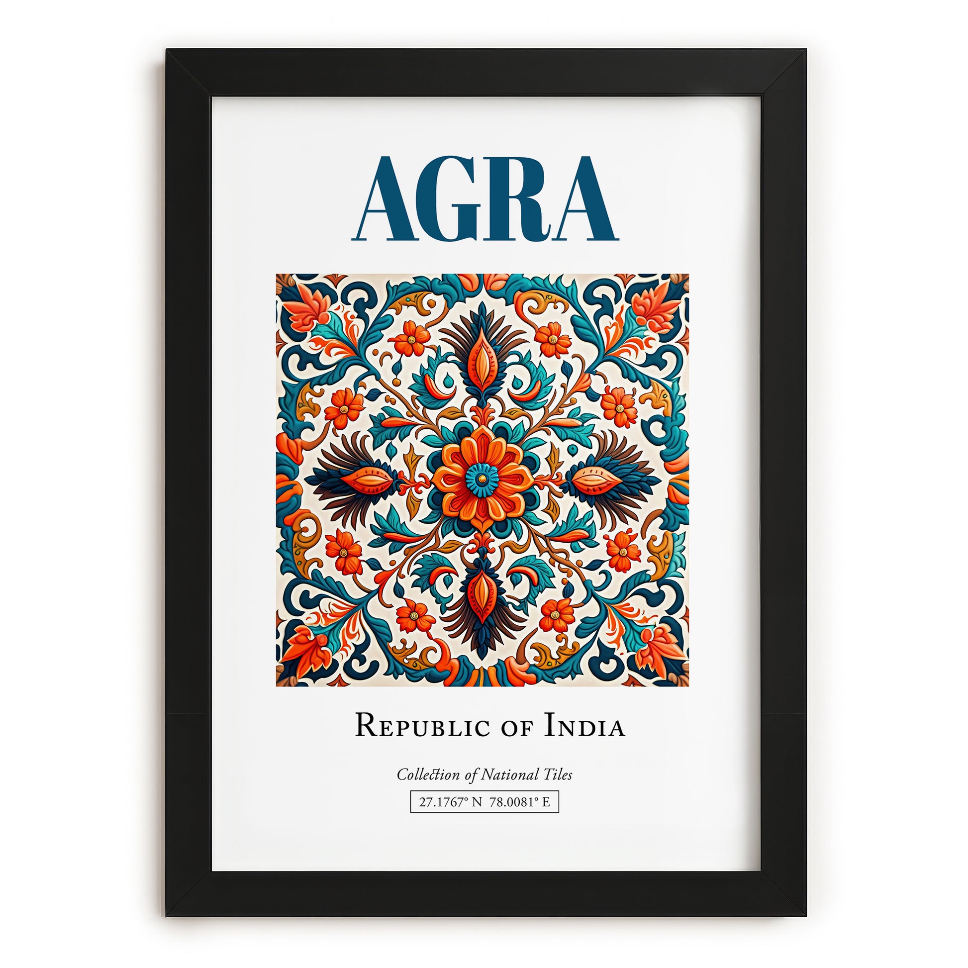Agra, India – Travel Print, in sleek black frame