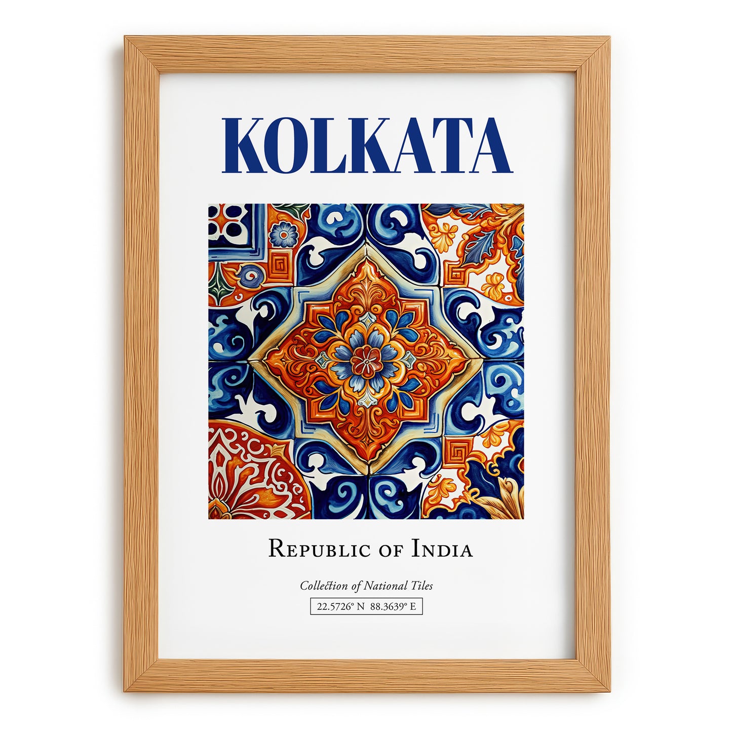 Kolkata, India – Travel Poster, set in oak frame