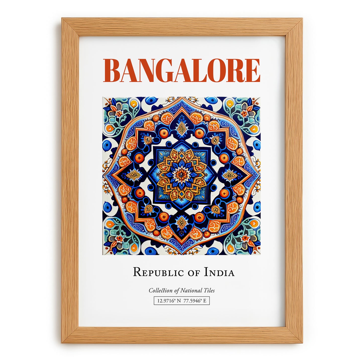 Bangalore, India – Travel Wall Decor, set in oak frame