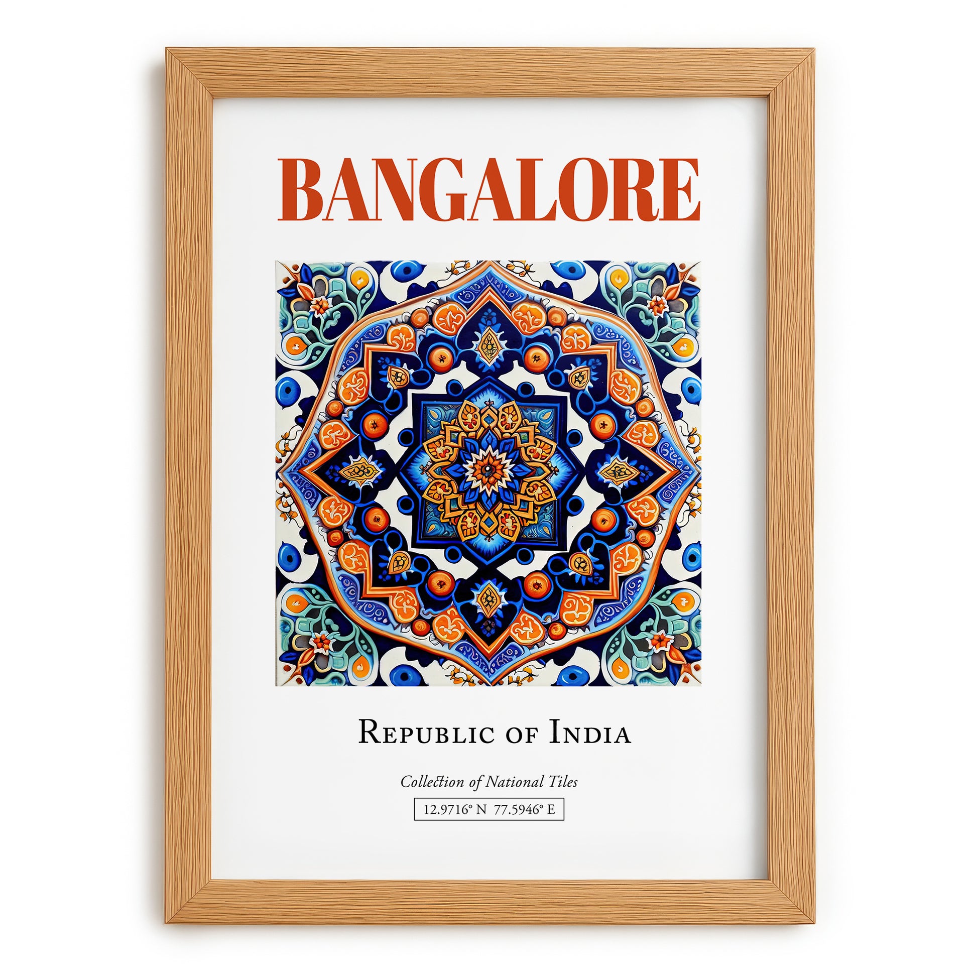Bangalore, India – Travel Wall Decor, set in oak frame