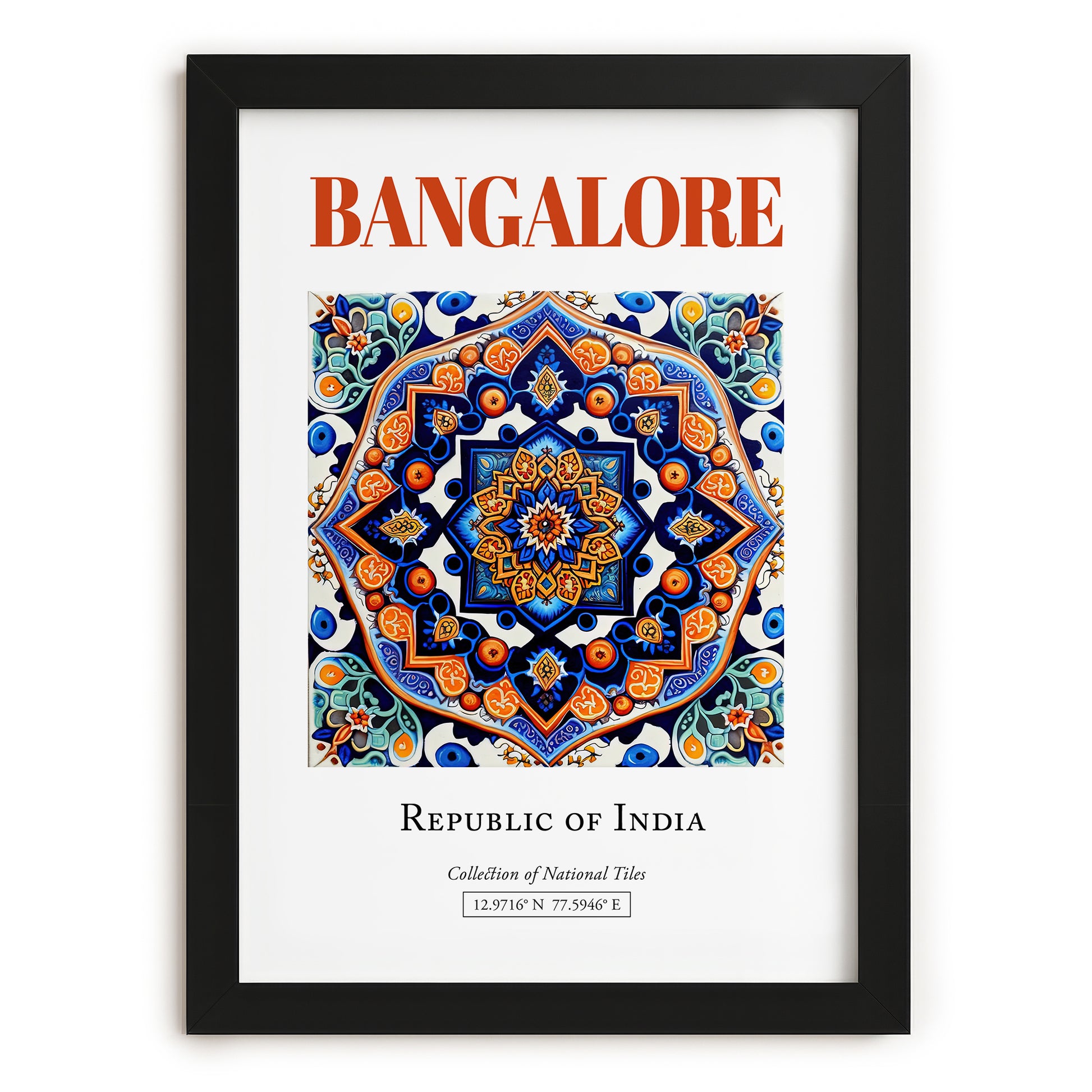 Bangalore, India – Travel Wall Decor, in sleek black frame