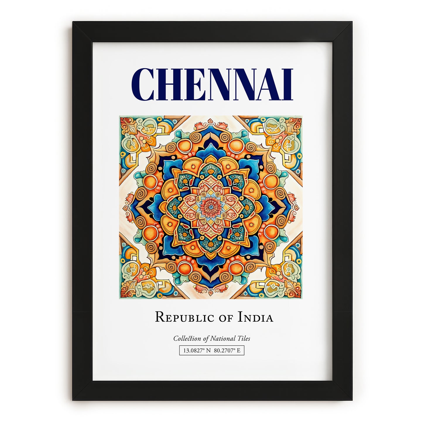 Chennai, India – Travel Wall Decor, in sleek black frame