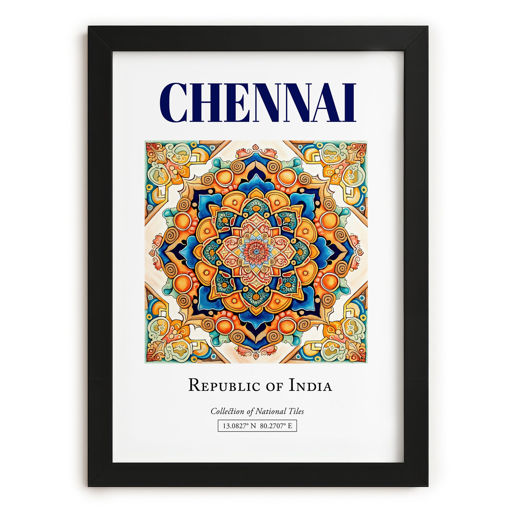 Chennai, India – Travel Wall Decor, in sleek black frame