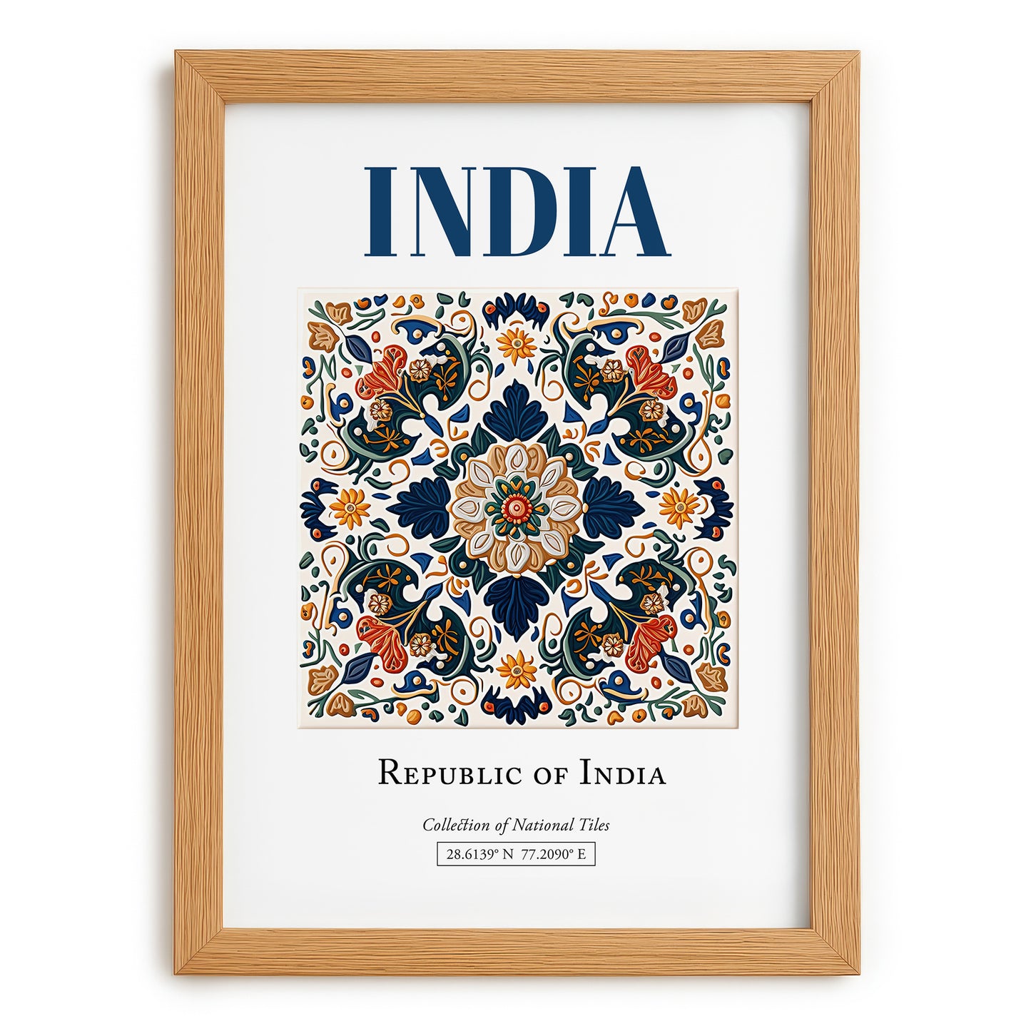 India, India – Travel Poster, set in oak frame