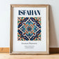 Isfahan, Iran – Vintage Travel Poster, in wooden frame leaning on the floor