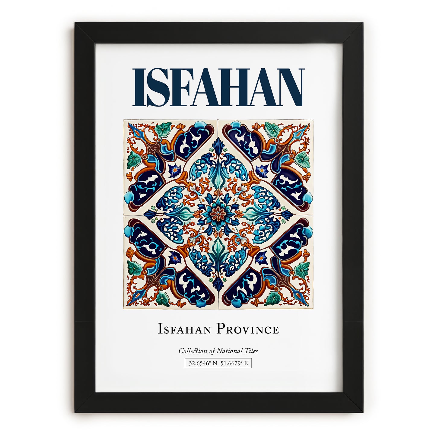 Isfahan, Iran – Vintage Travel Poster, in sleek black frame