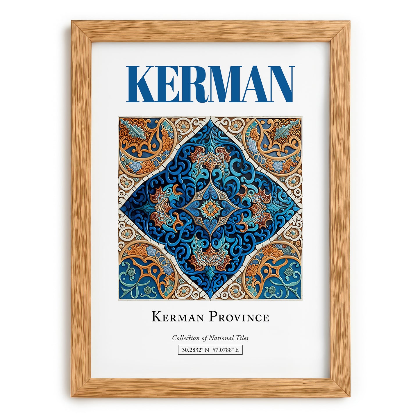 Kerman, Iran – National Pride Wall Decor, set in oak frame