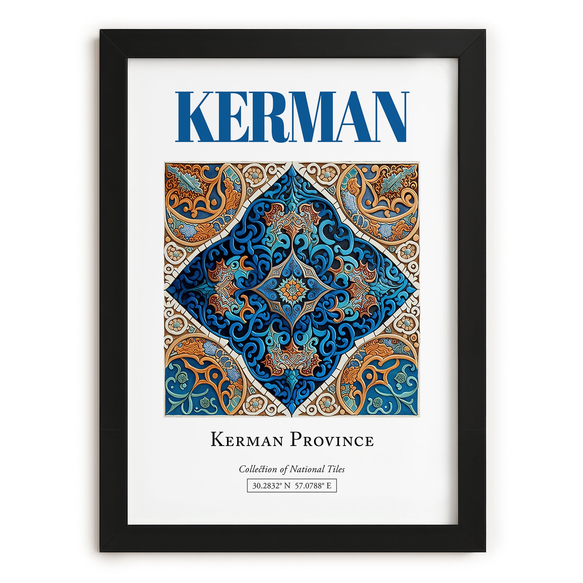 Kerman, Iran – National Pride Wall Decor, in sleek black frame