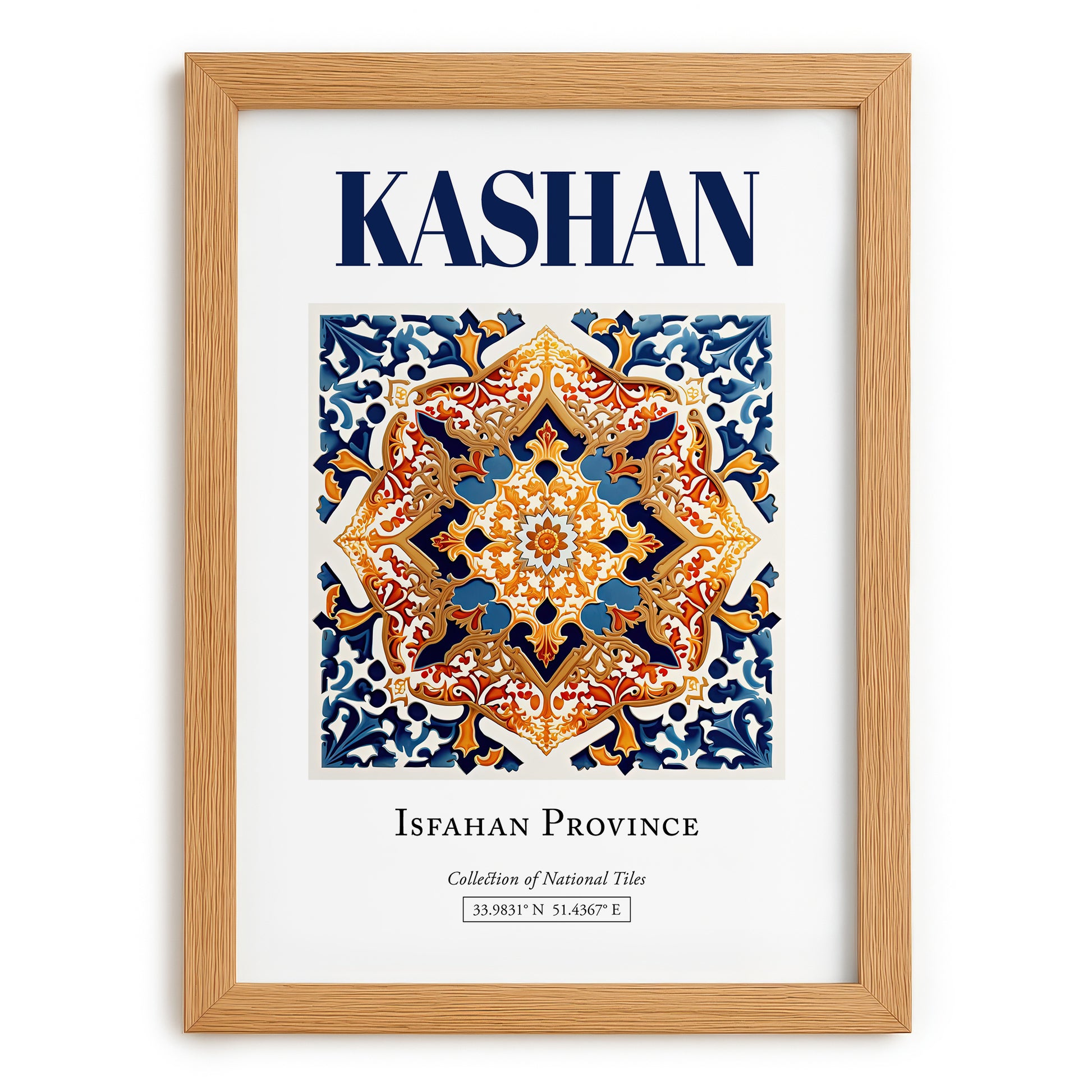 Kashan, Iran – Travel Print, set in oak frame
