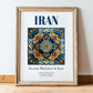 Iran, Iran – World Heritage Travel Poster, in wooden frame leaning on the floor