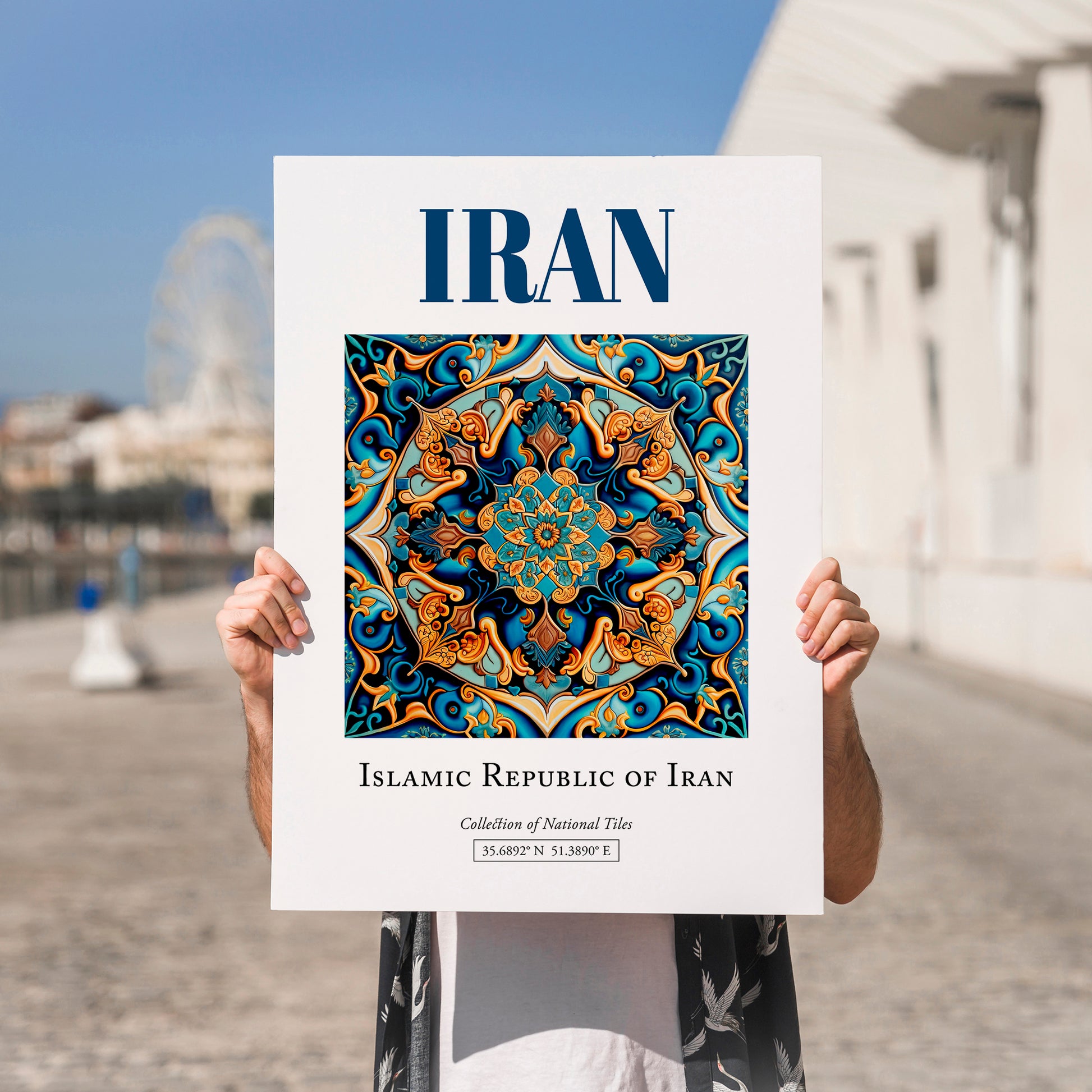 Iran, Iran – World Heritage Travel Poster, no-text version framed in wood