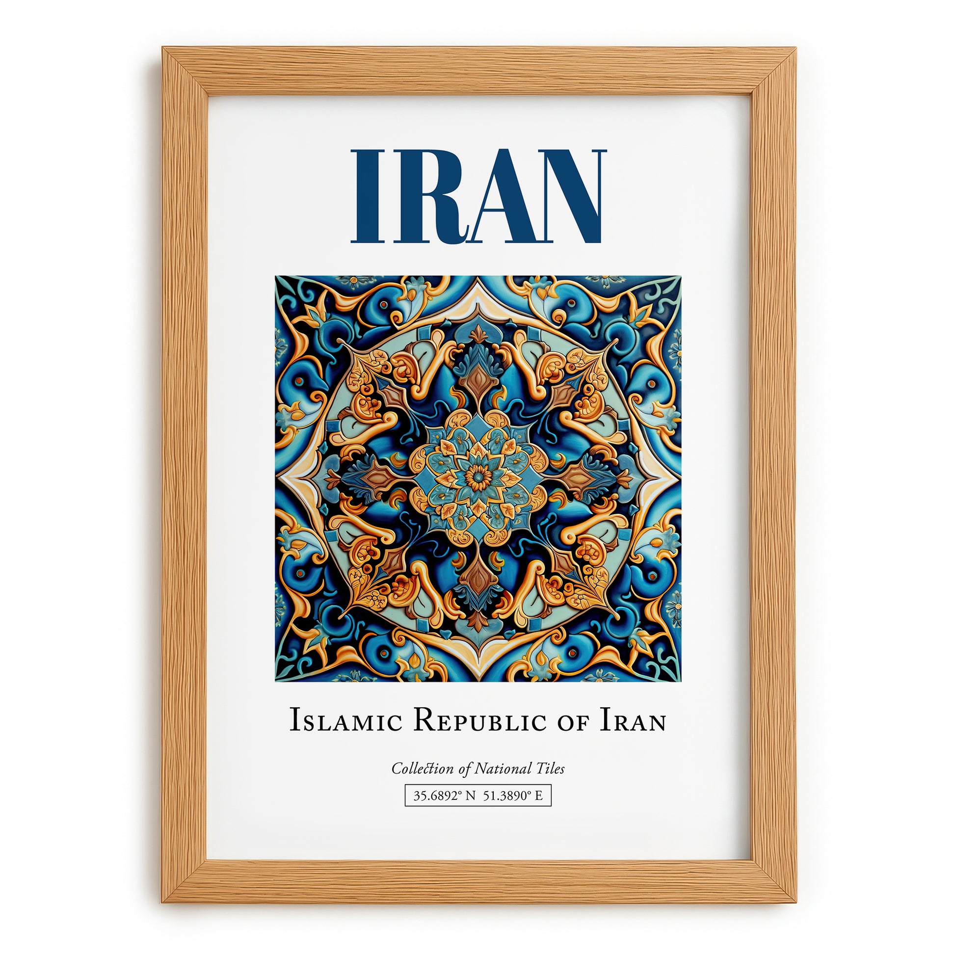 Iran, Iran – World Heritage Travel Poster, set in oak frame