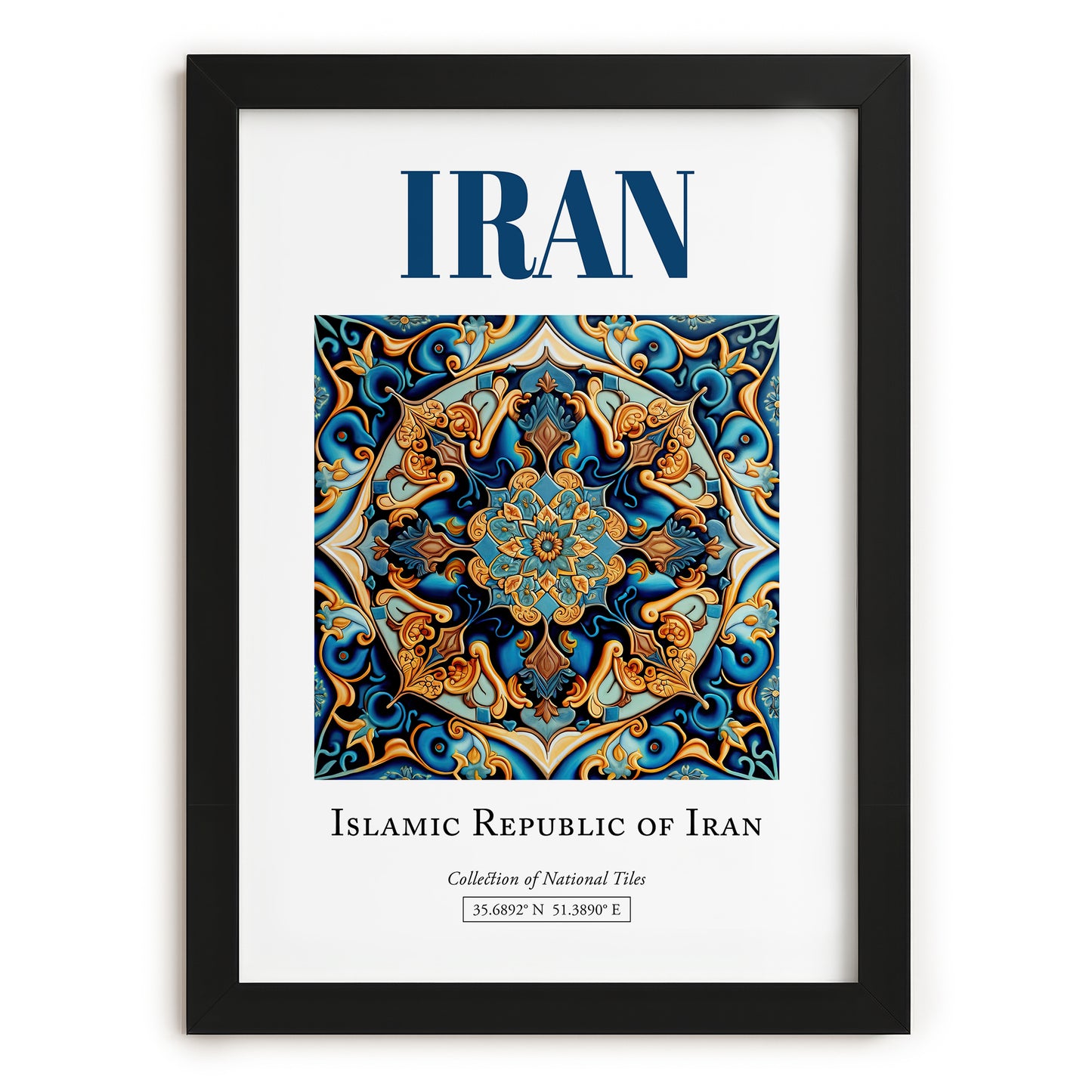 Iran, Iran – World Heritage Travel Poster, in sleek black frame