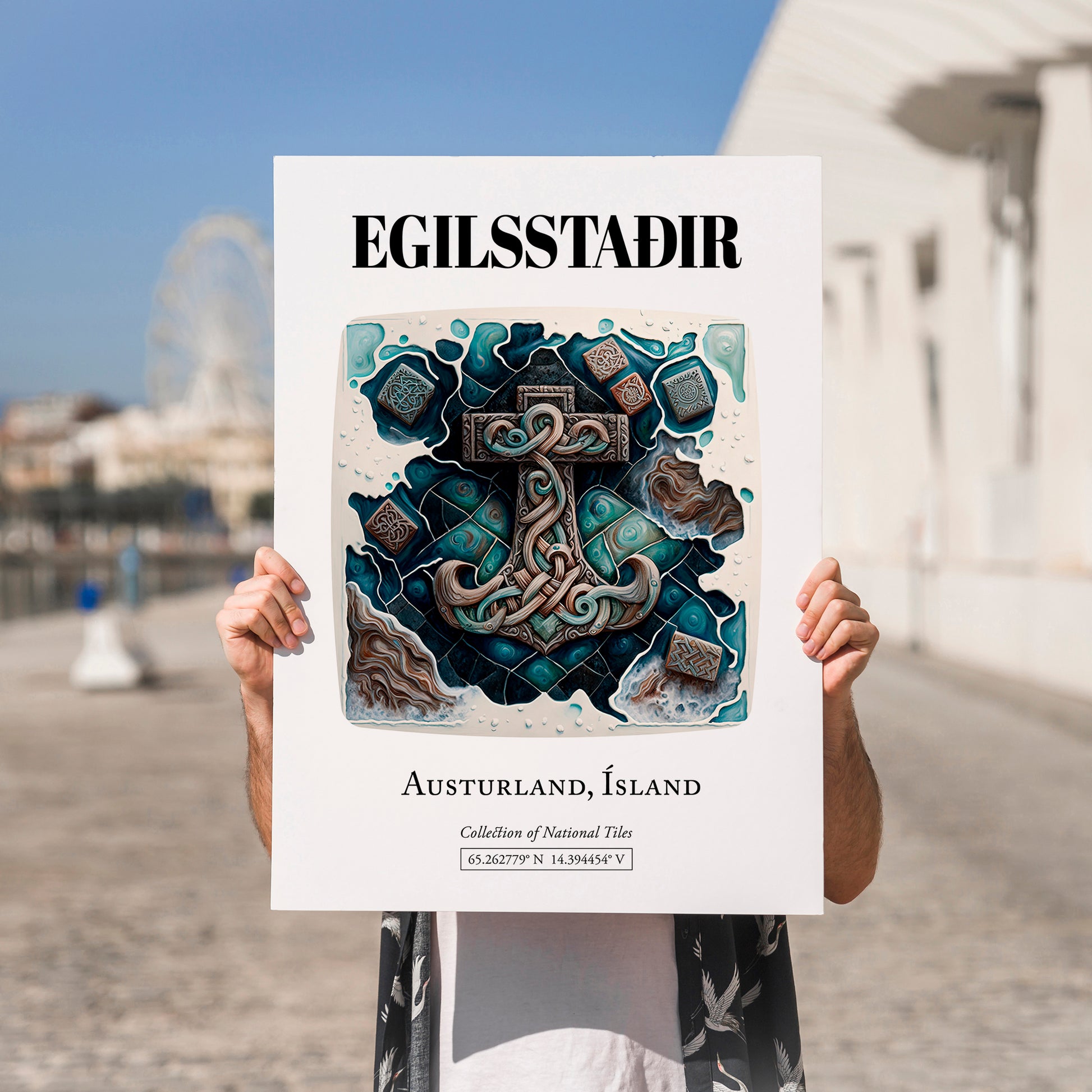 Egilsstaðir, Iceland – Travel Print, no-text version framed in wood