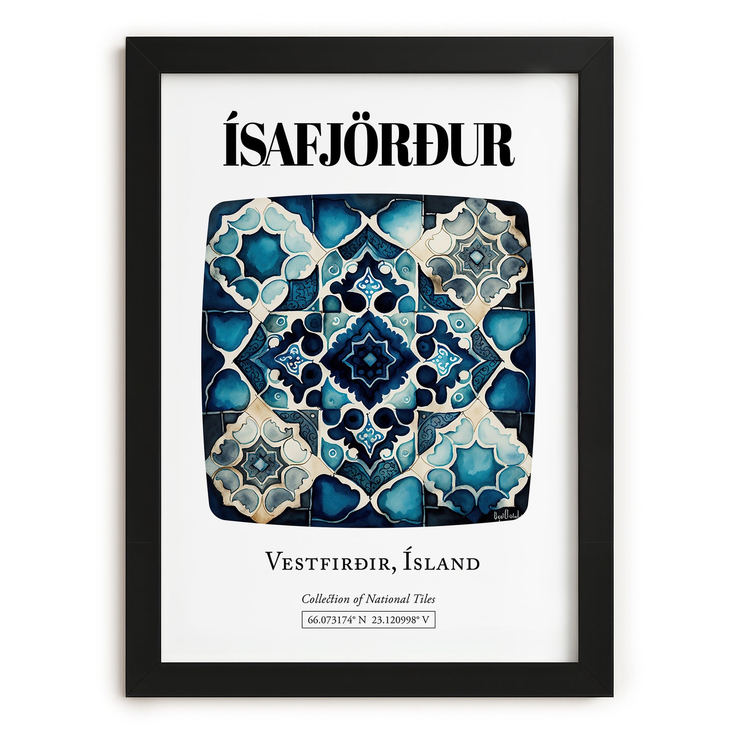 Ísafjörður, Iceland – Travel Print, in sleek black frame