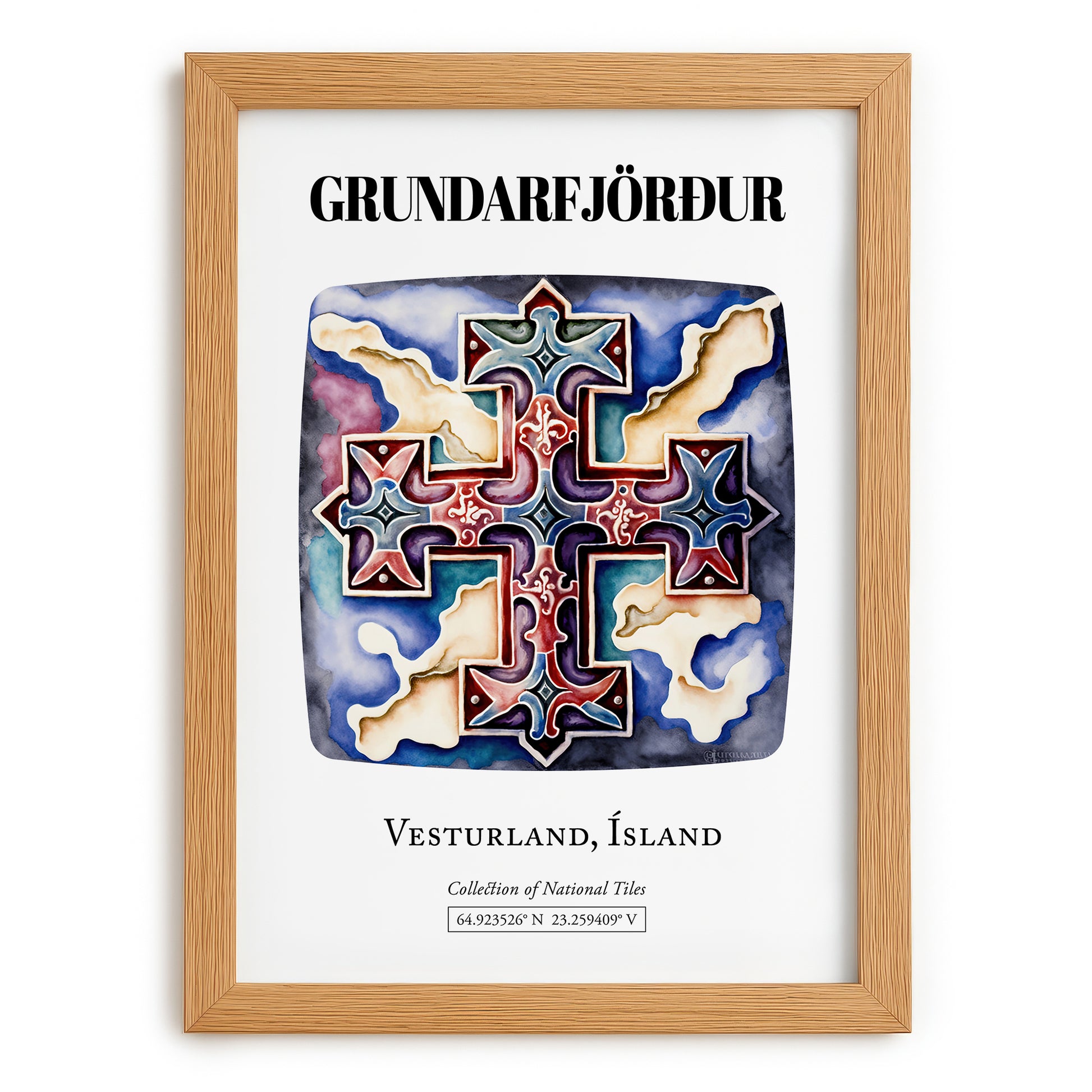 Grundarfjörður, Iceland – World Travel Art, set in oak frame