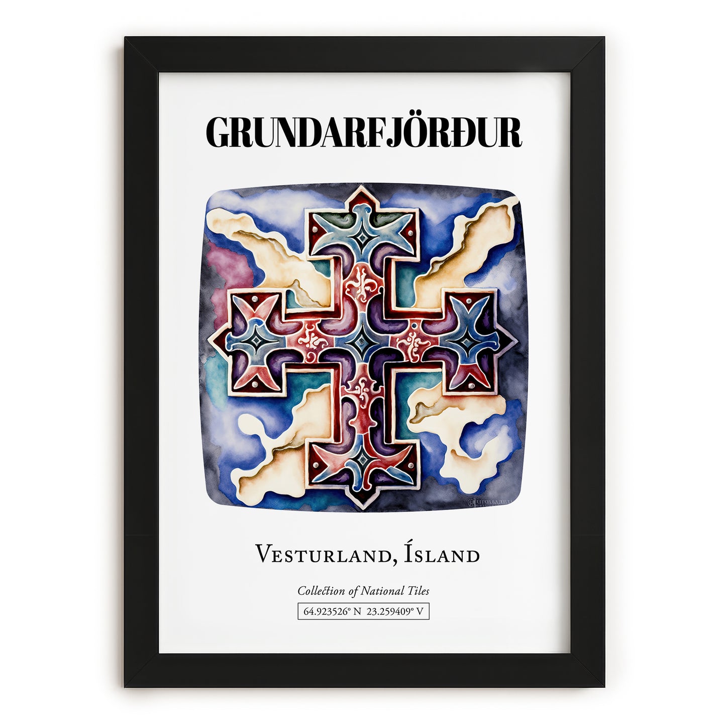 Grundarfjörður, Iceland – World Travel Art, in sleek black frame