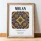 Milan, Italy – Vintage Travel Poster, in wooden frame leaning on the floor