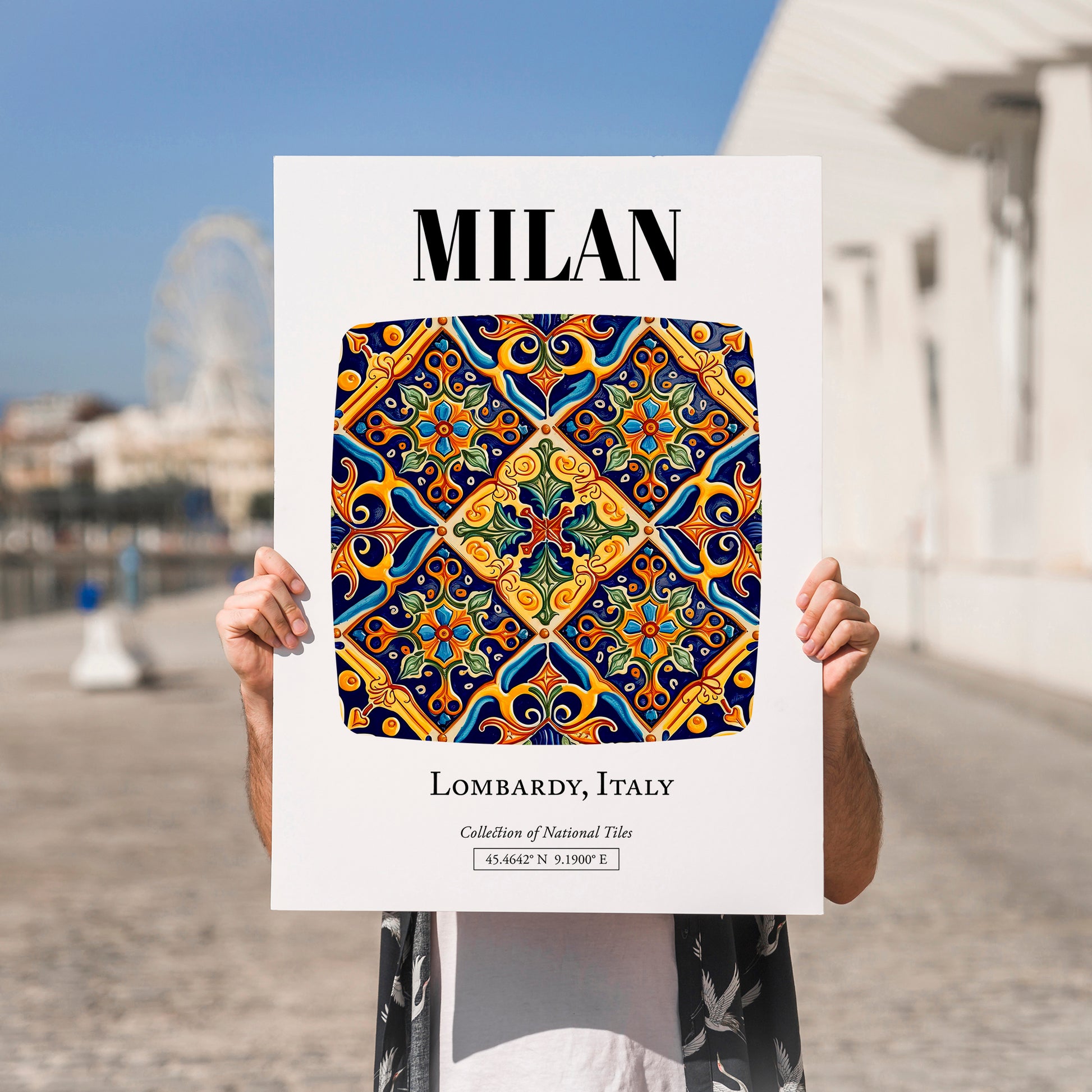 Milan, Italy – Vintage Travel Poster, no-text version framed in wood