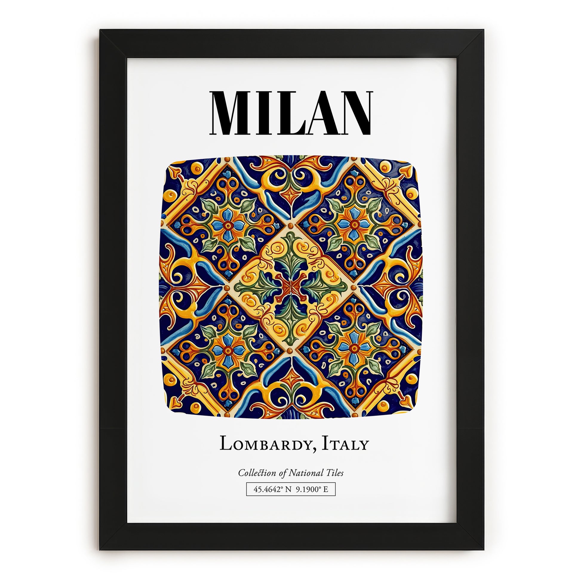 Milan, Italy – Vintage Travel Poster, in sleek black frame