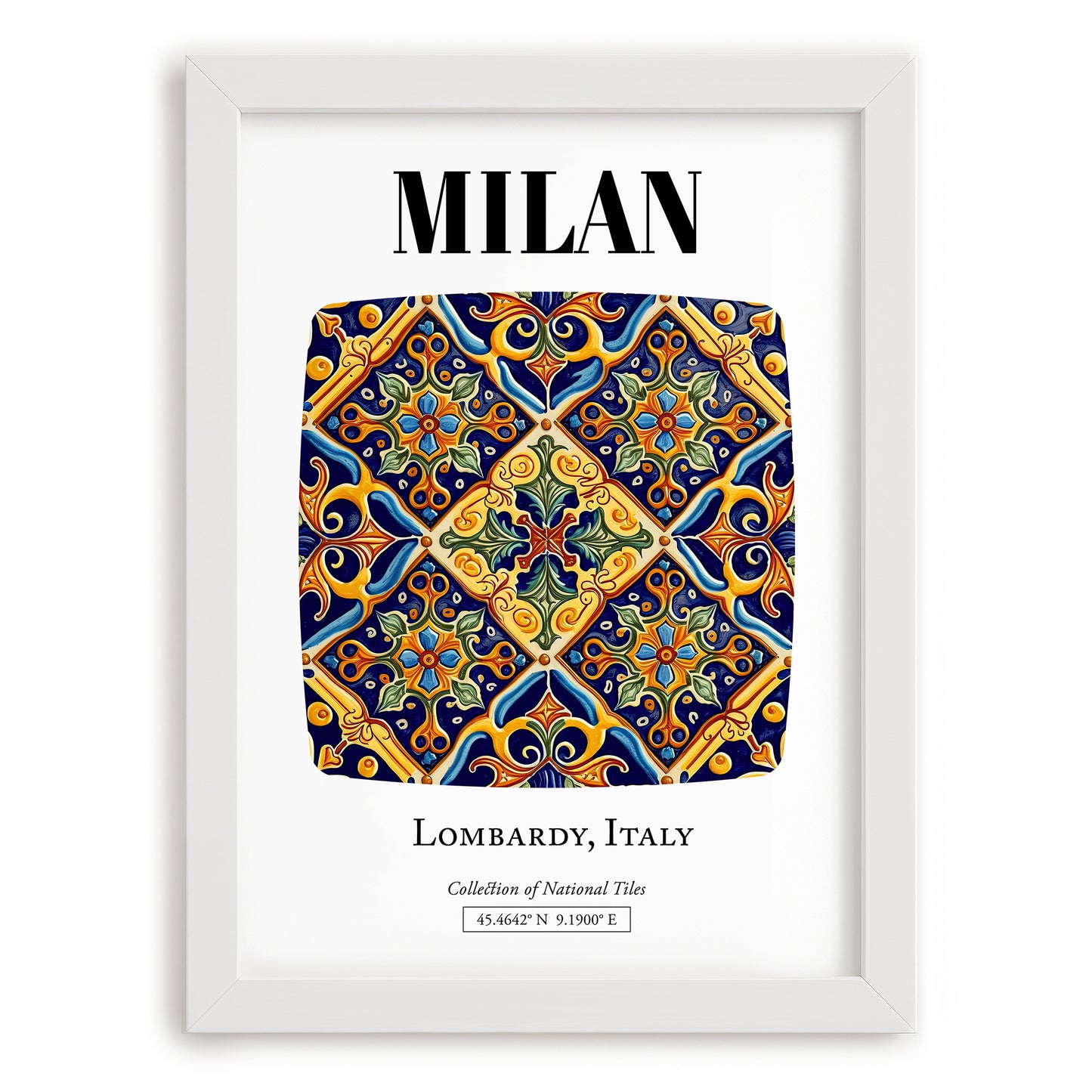 Milan, Italy – Vintage Travel Poster, placed in minimal white frame