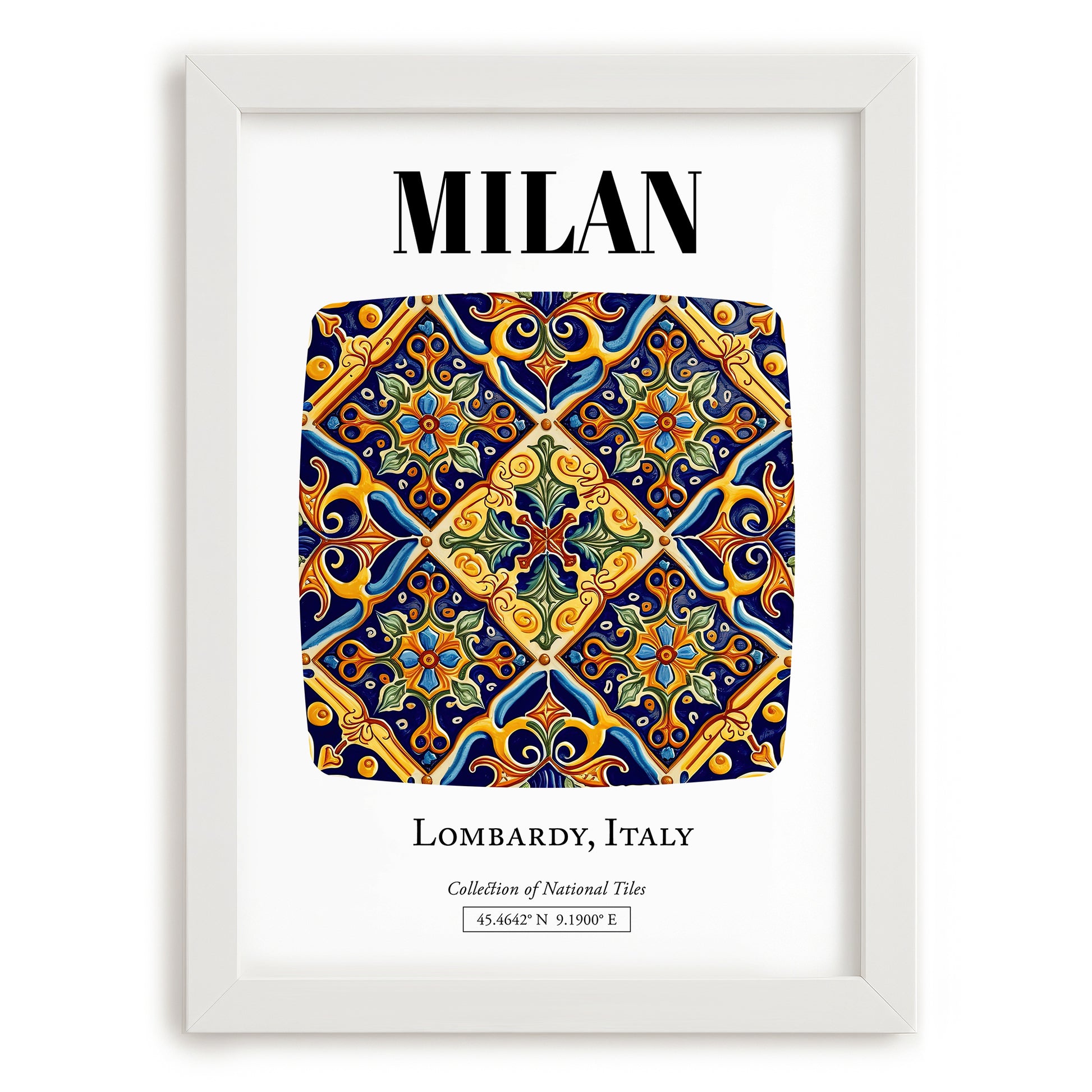 Milan, Italy – Vintage Travel Poster, placed in minimal white frame
