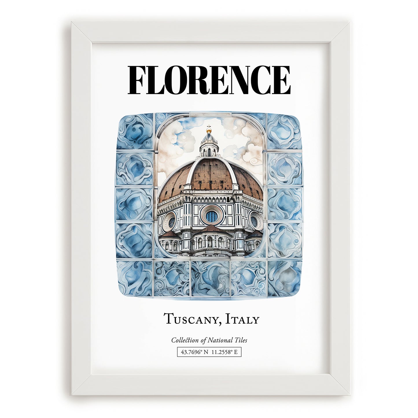 Florence, Italy – Travel Wall Decor, placed in minimal white frame