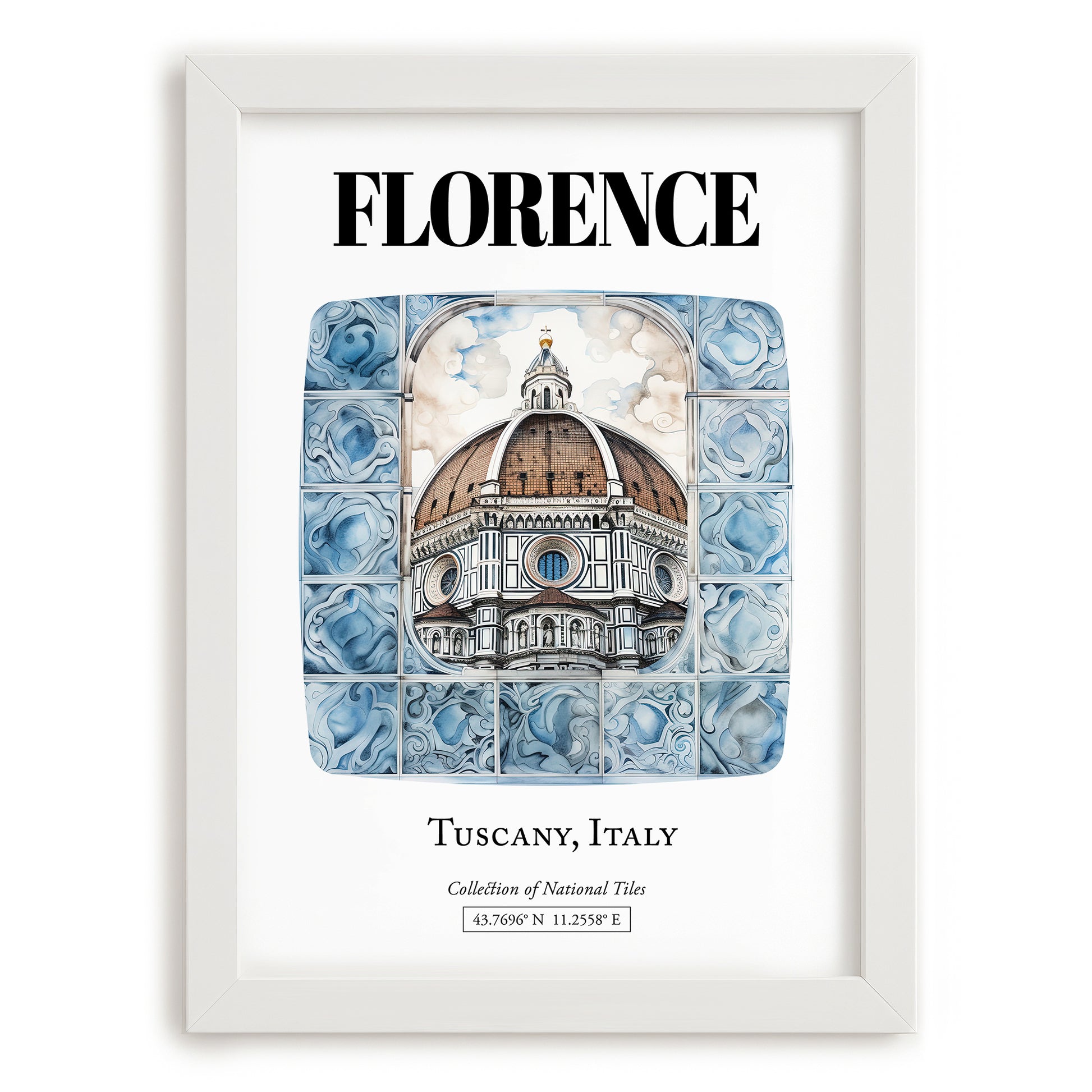 Florence, Italy – Travel Wall Decor, placed in minimal white frame