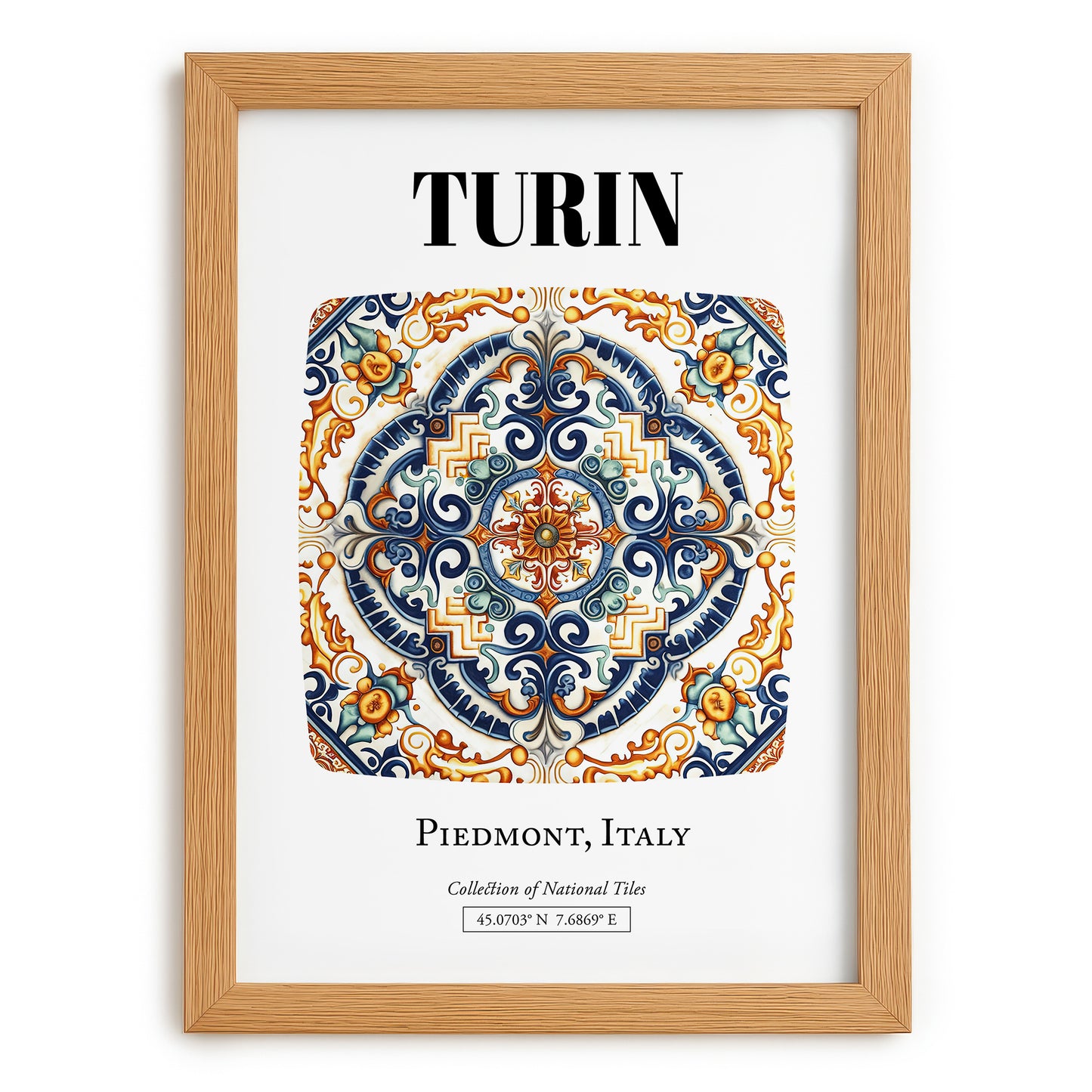 Turin, Italy – Travel Wall Decor, set in oak frame