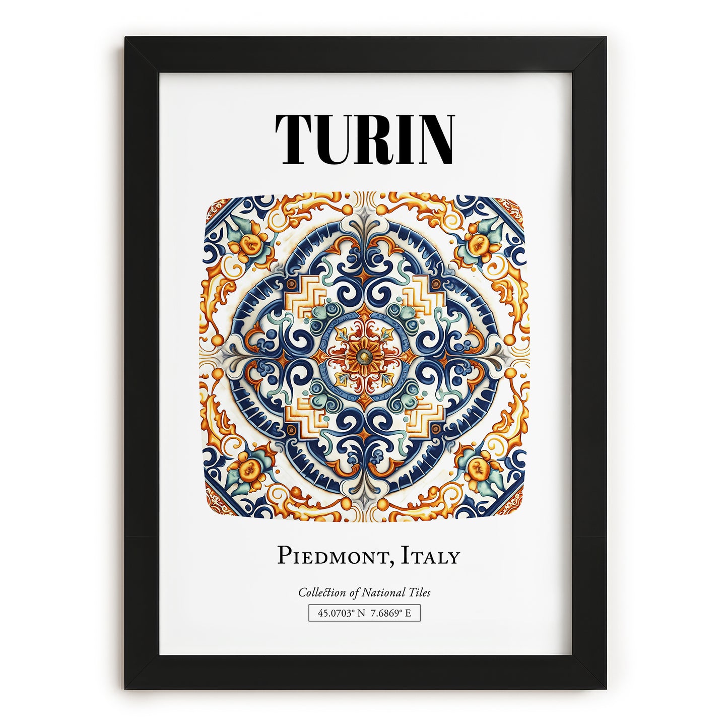 Turin, Italy – Travel Wall Decor, in sleek black frame
