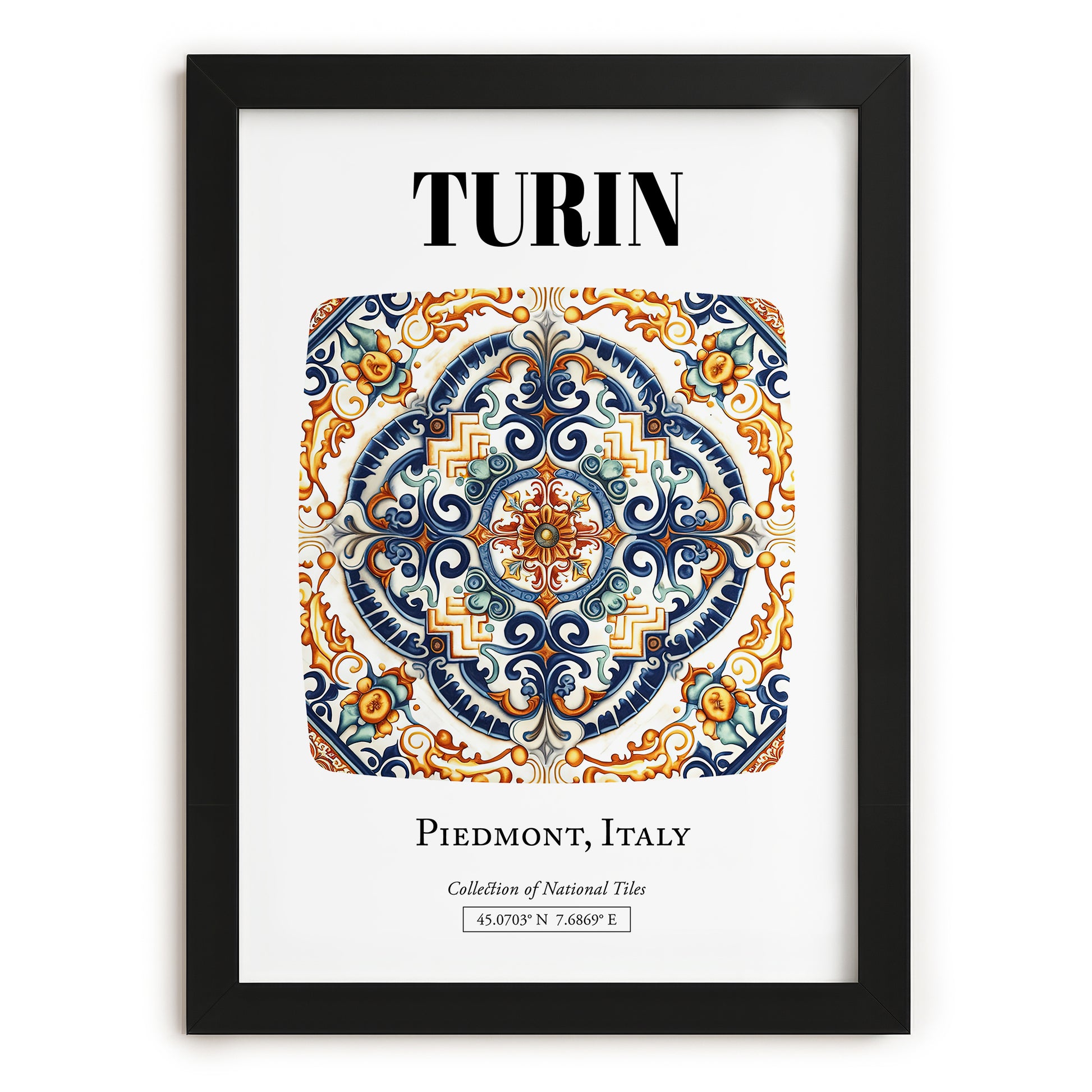 Turin, Italy – Travel Wall Decor, in sleek black frame