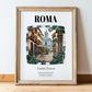 Roma, Italy – Travel Poster, in wooden frame leaning on the floor