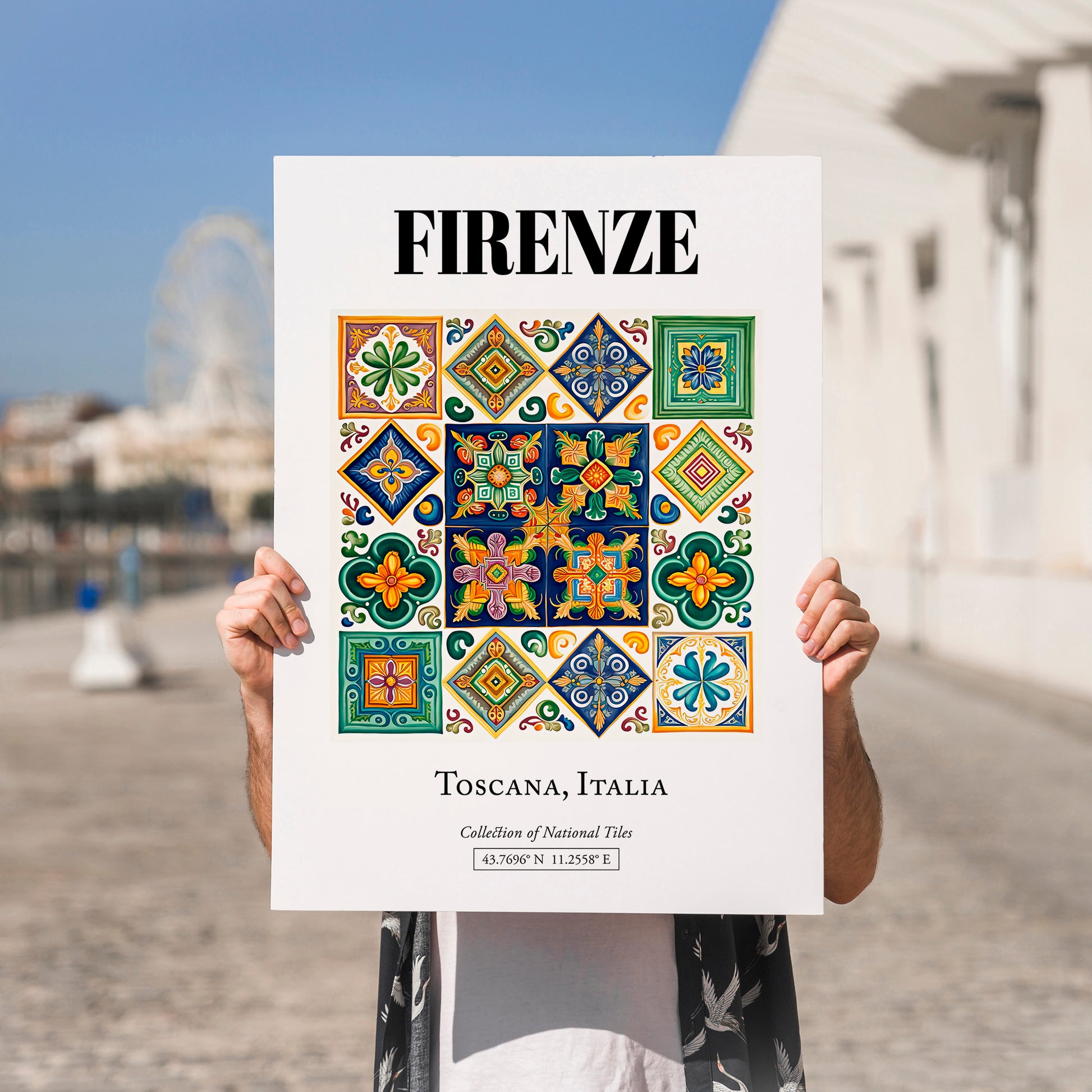 Firenze, Italy – Vintage Travel Poster, no-text version framed in wood