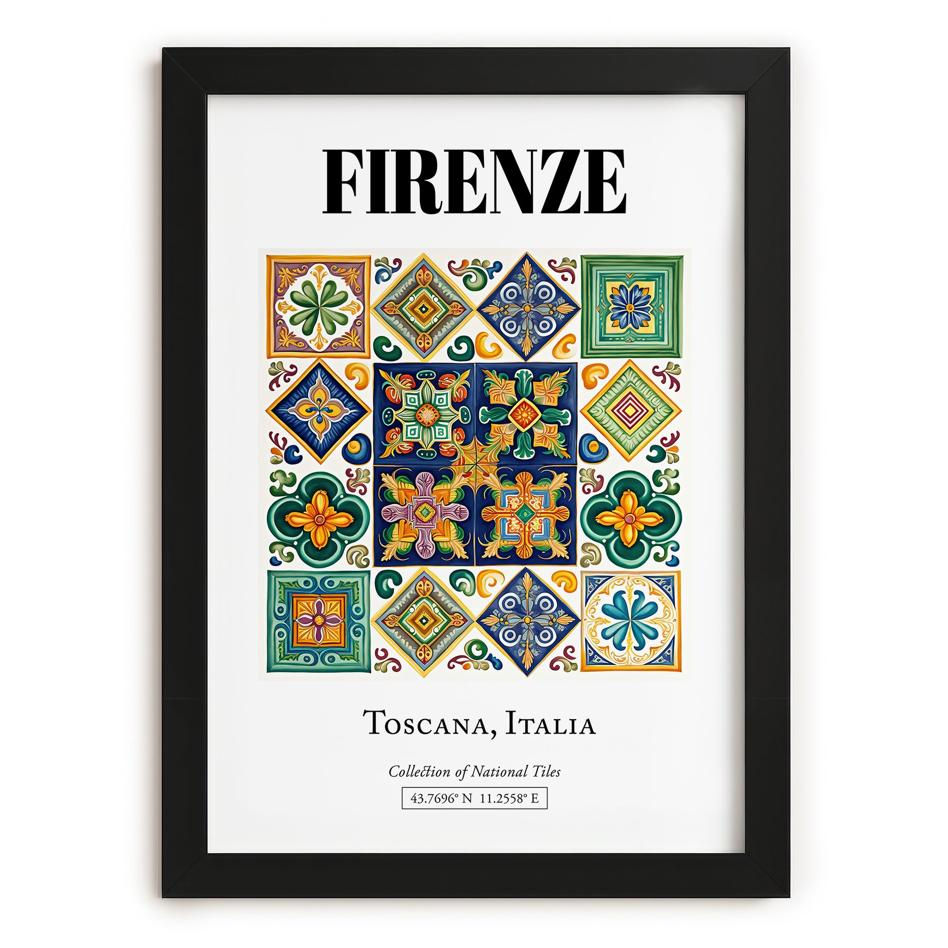 Firenze, Italy – Vintage Travel Poster, in sleek black frame