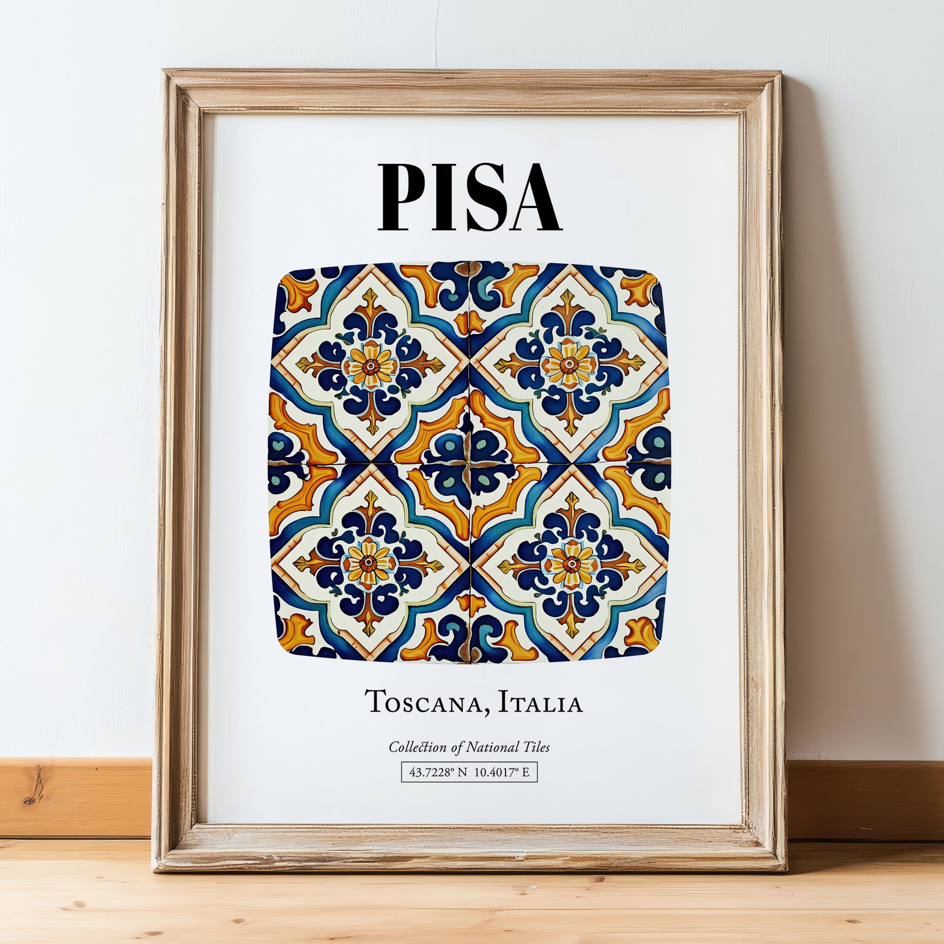 Pisa, Italy – Travel Print, in wooden frame leaning on the floor