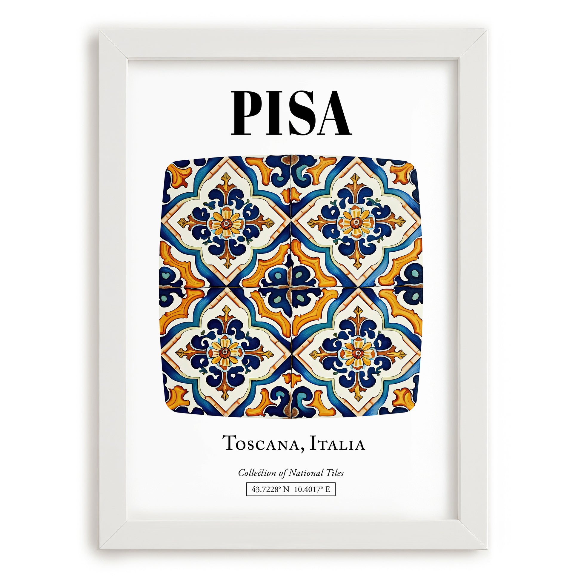 Pisa, Italy – Travel Print, placed in minimal white frame