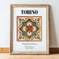Torino, Italy – Away From Home Poster, in wooden frame leaning on the floor
