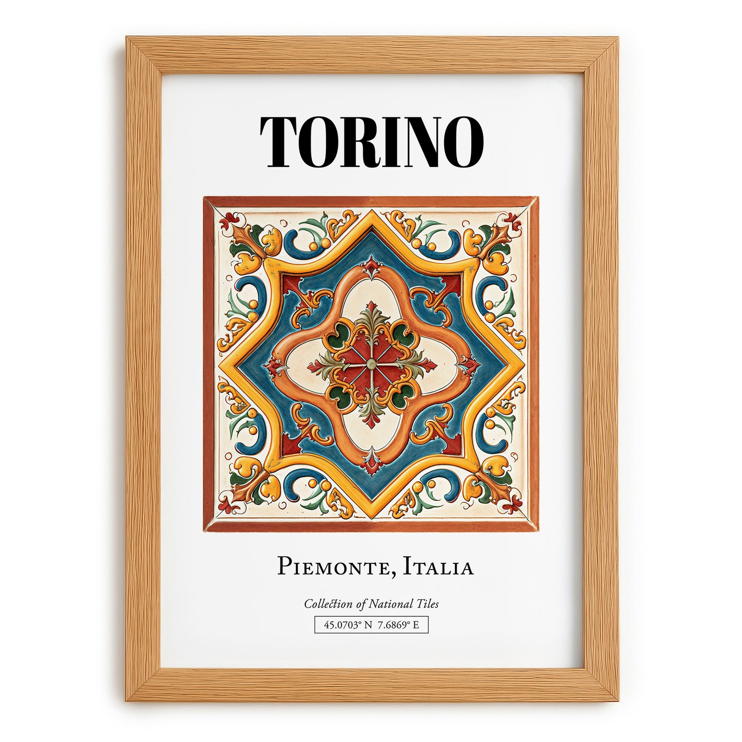 Torino, Italy – Away From Home Poster, set in oak frame