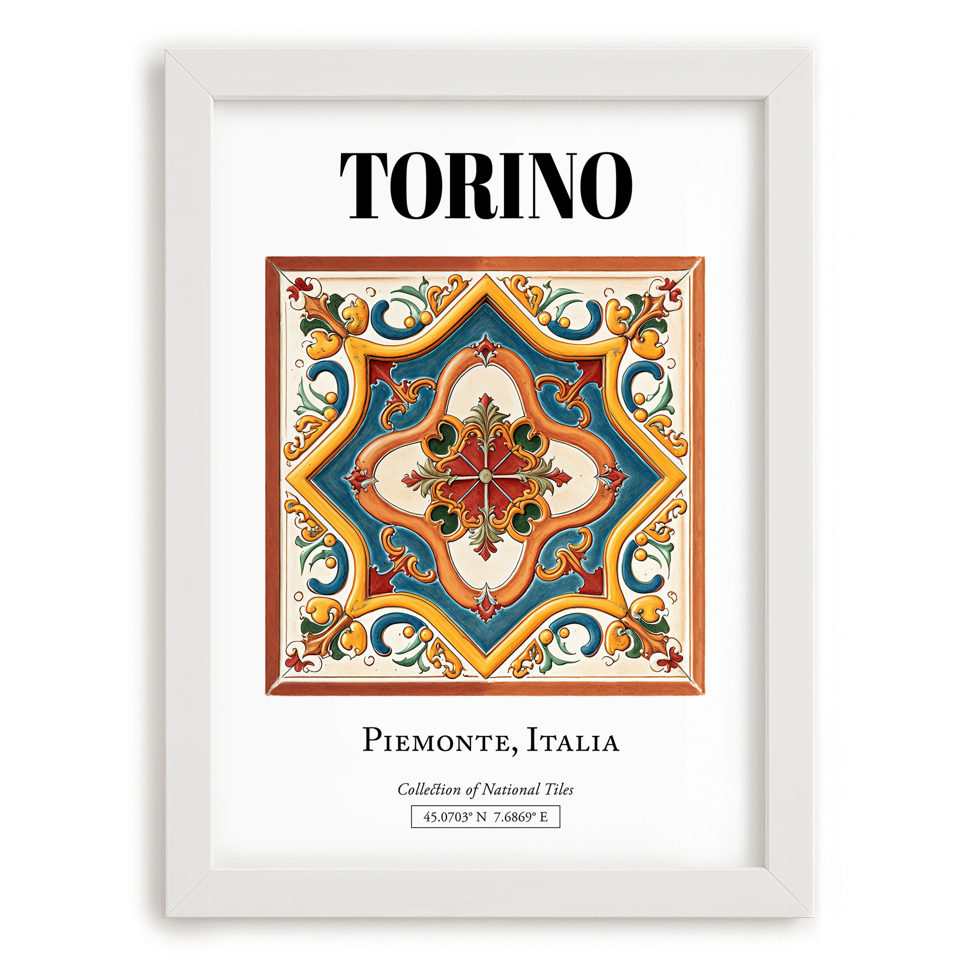 Torino, Italy – Away From Home Poster, placed in minimal white frame