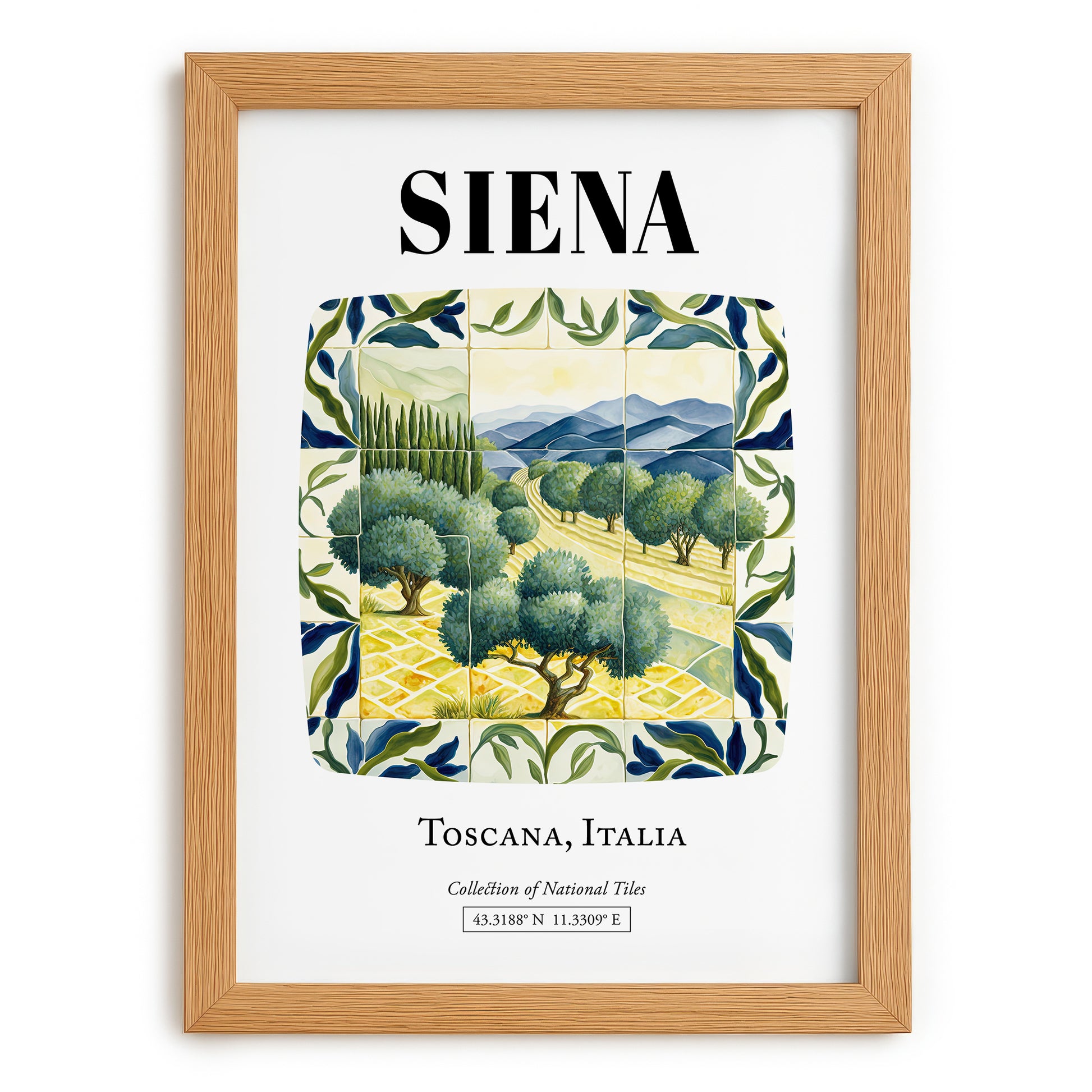 Siena, Italy – Travel Poster, set in oak frame