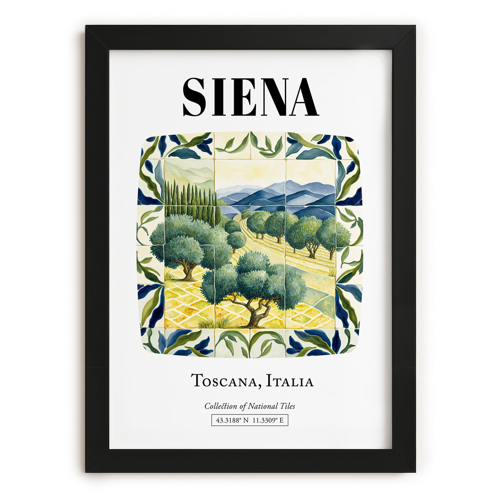 Siena, Italy – Travel Poster, in sleek black frame