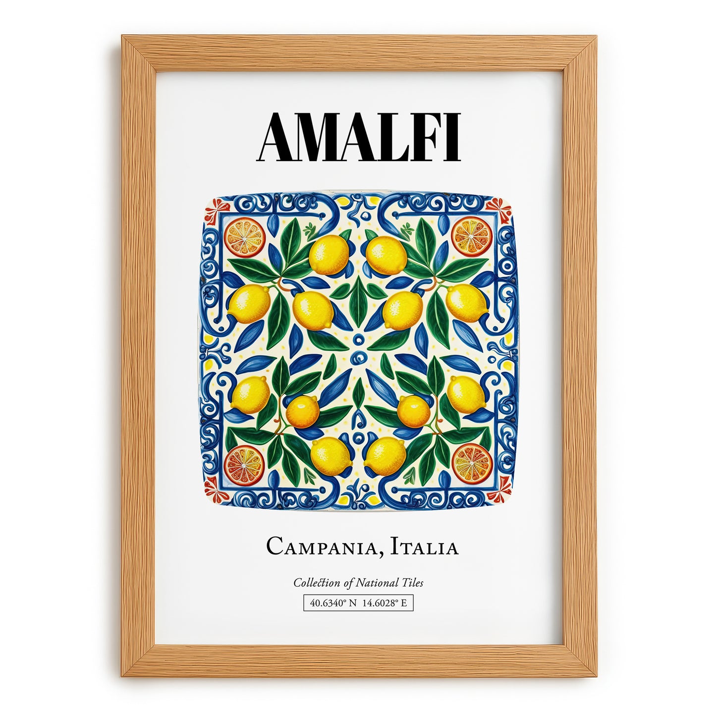 Amalfi, Italy – Travel Poster, set in oak frame